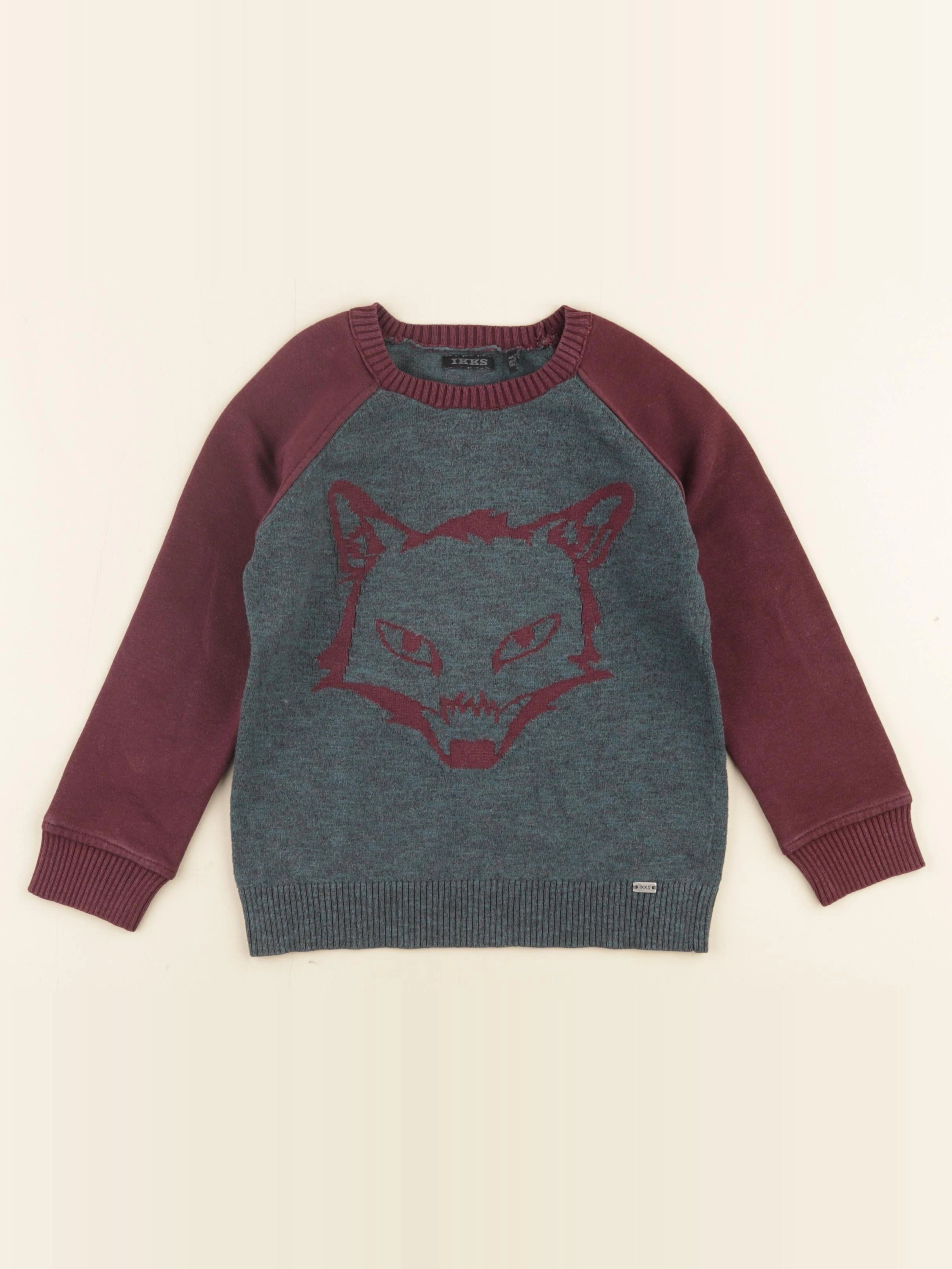 IKKS - pull gris, rouge - 4 ans