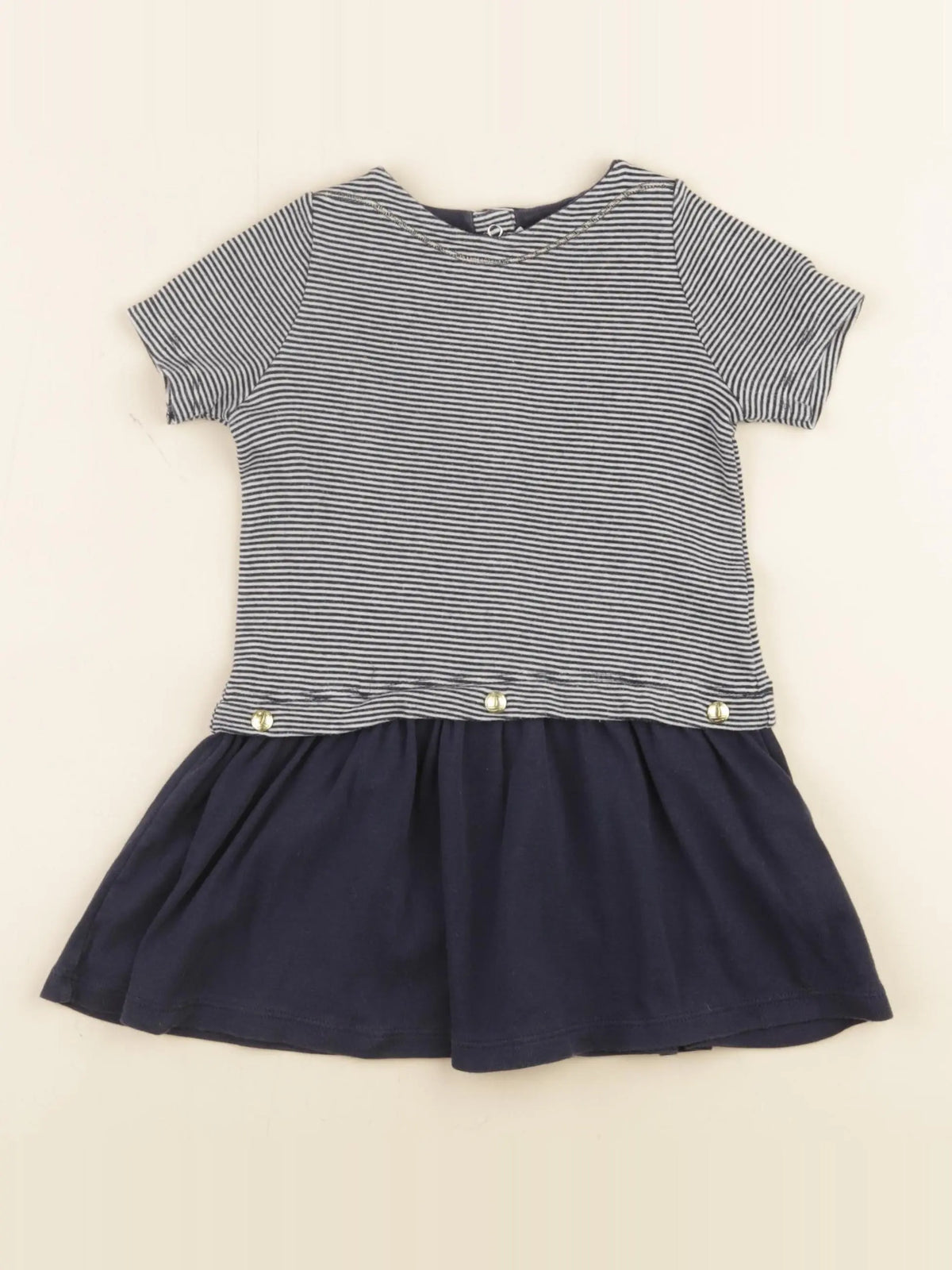 Petit Bateau - robe bleu, blanc - 24 mois