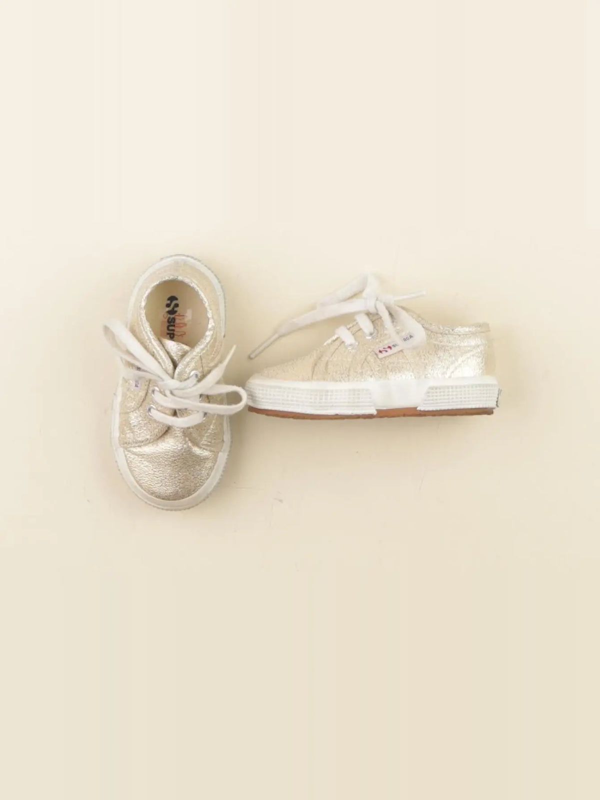 Superga - tennis à scratch/ lacets or - pointure 20