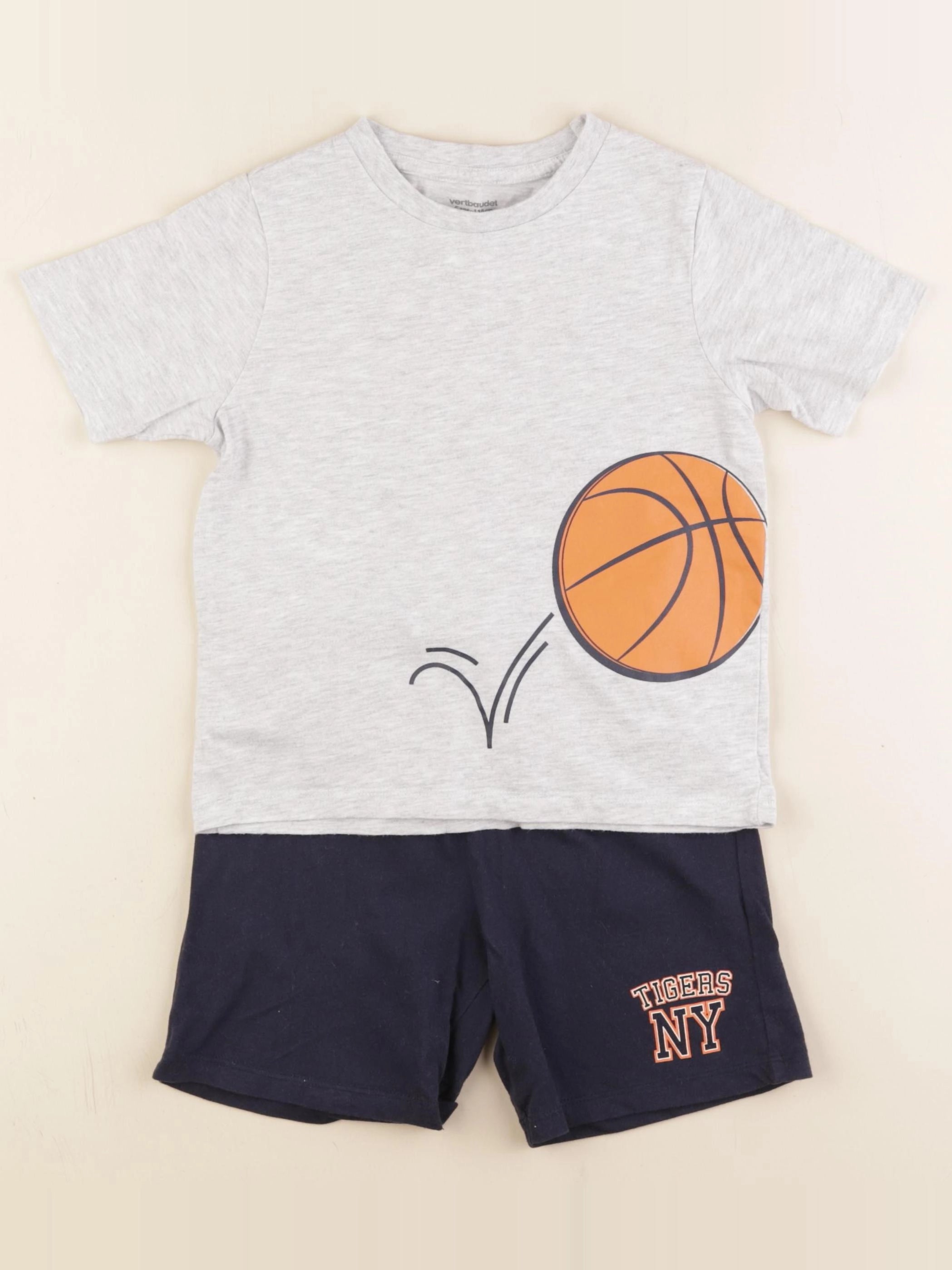 Vertbaudet - pyjama coton gris, bleu - 5 ans