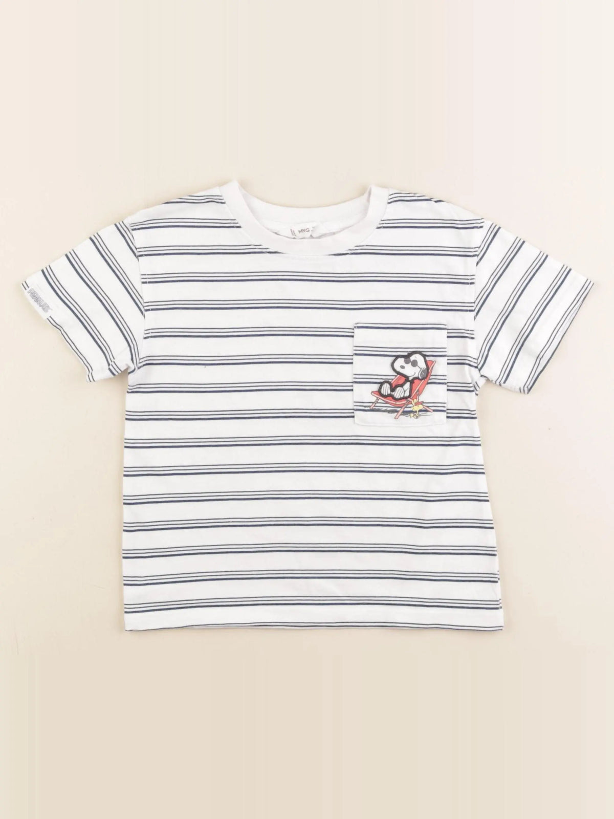 Monoprix - tee-shirt blanc, bleu - 2/3 ans