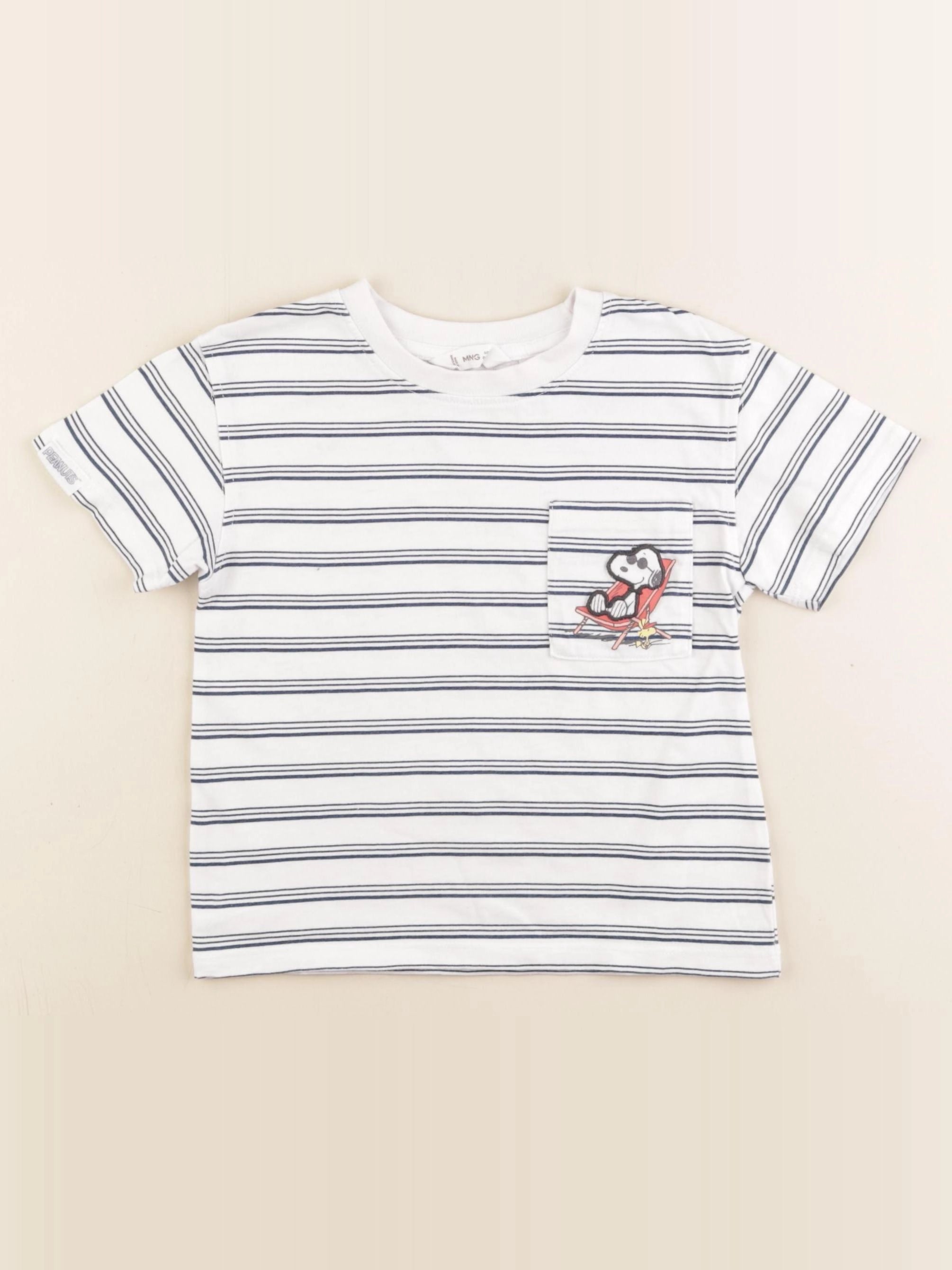 Monoprix - tee-shirt blanc, bleu - 2/3 ans