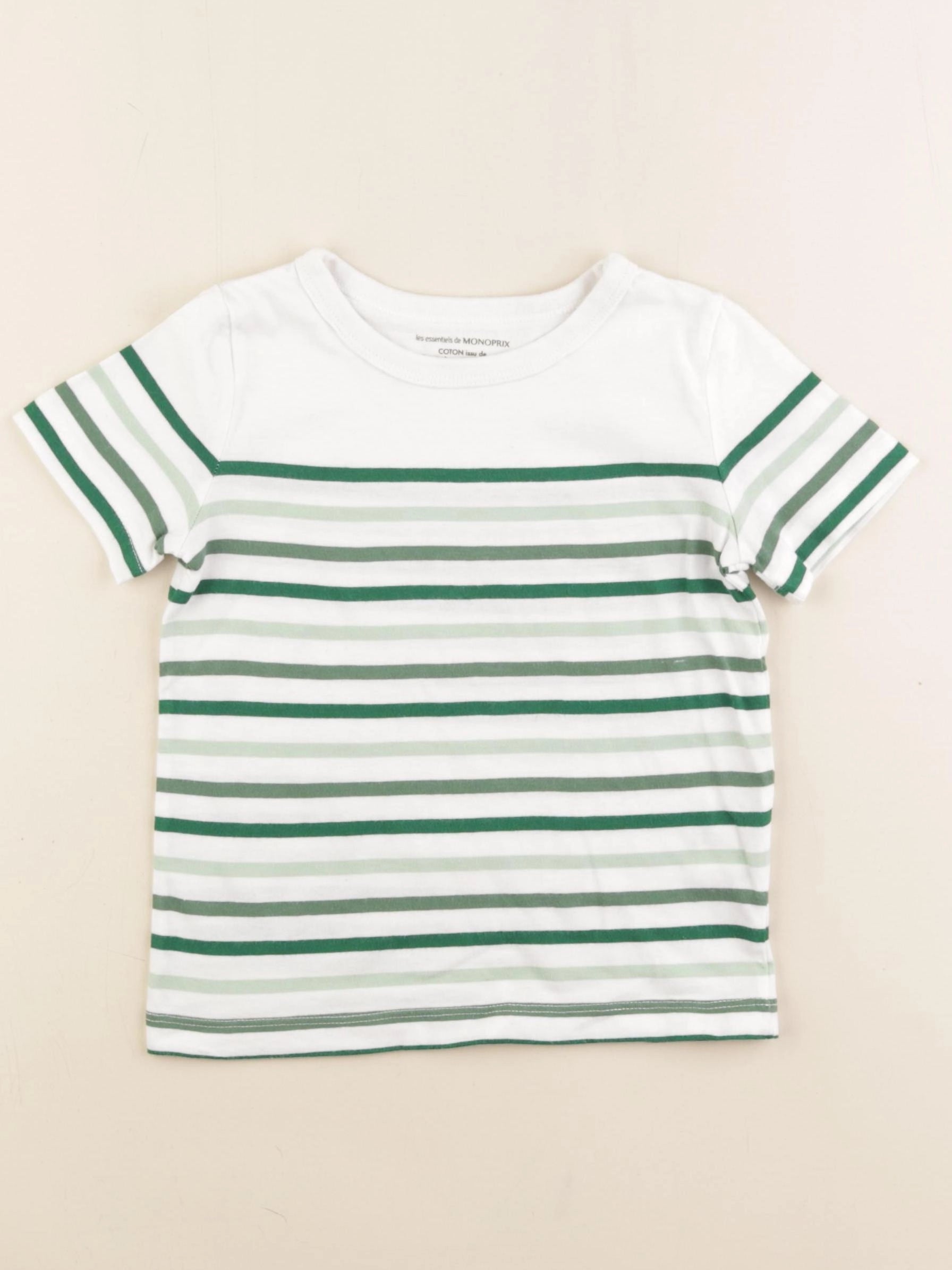 Monoprix - tee-shirt blanc, vert - 3 ans