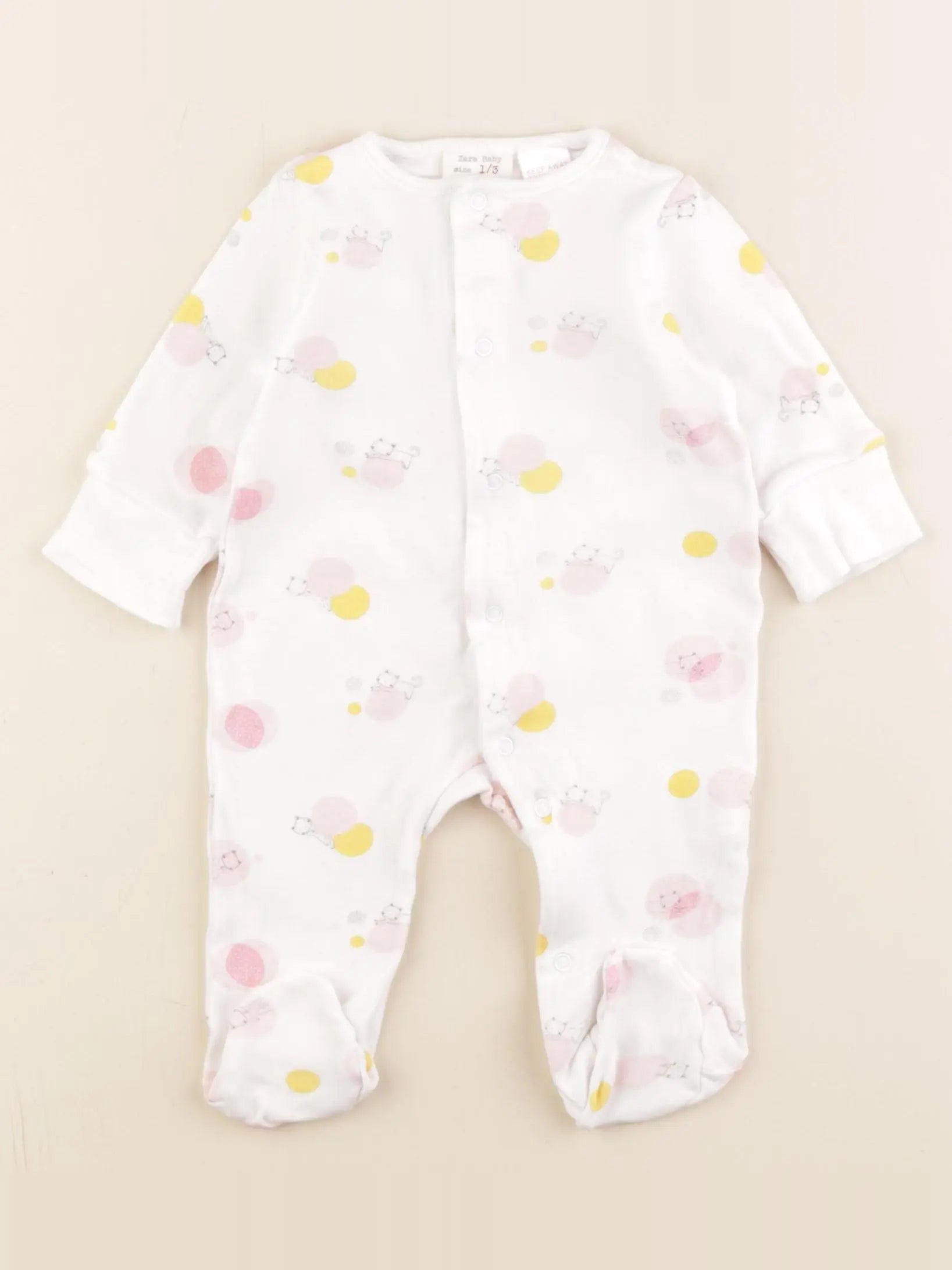 Zara - pyjama coton rose - 1/3 mois