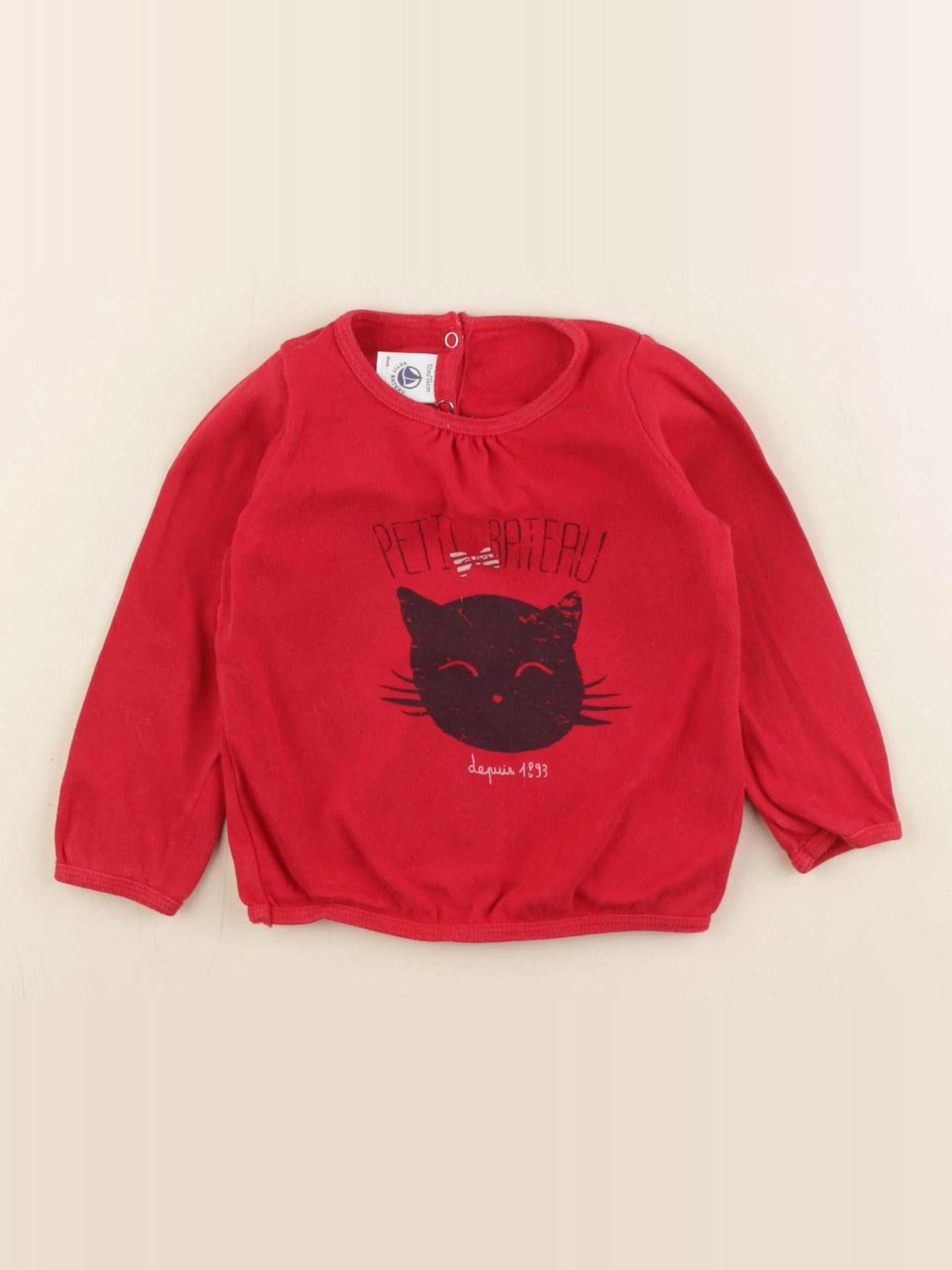 Petit Bateau - tee-shirt rouge - 12 mois