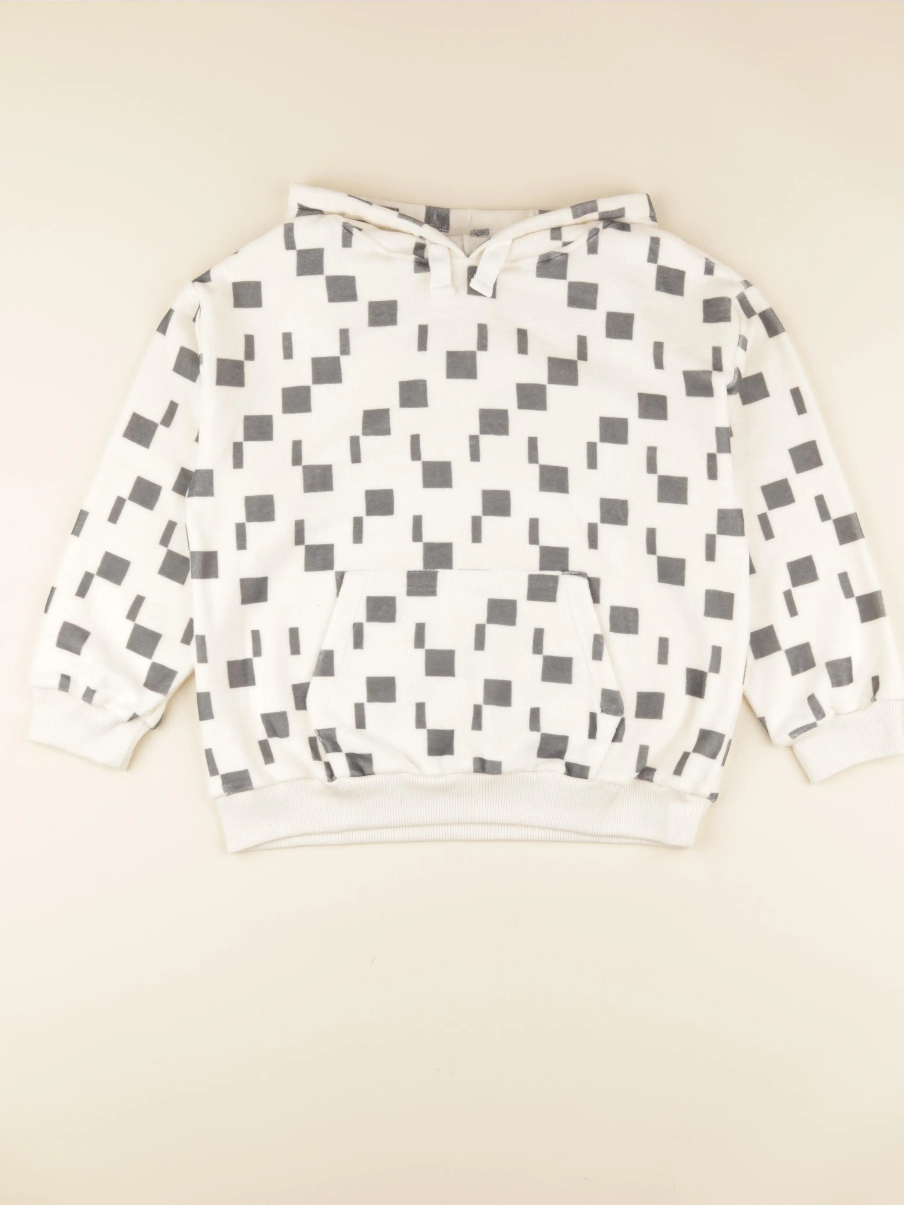 Sweat Robin Polaire carres beige