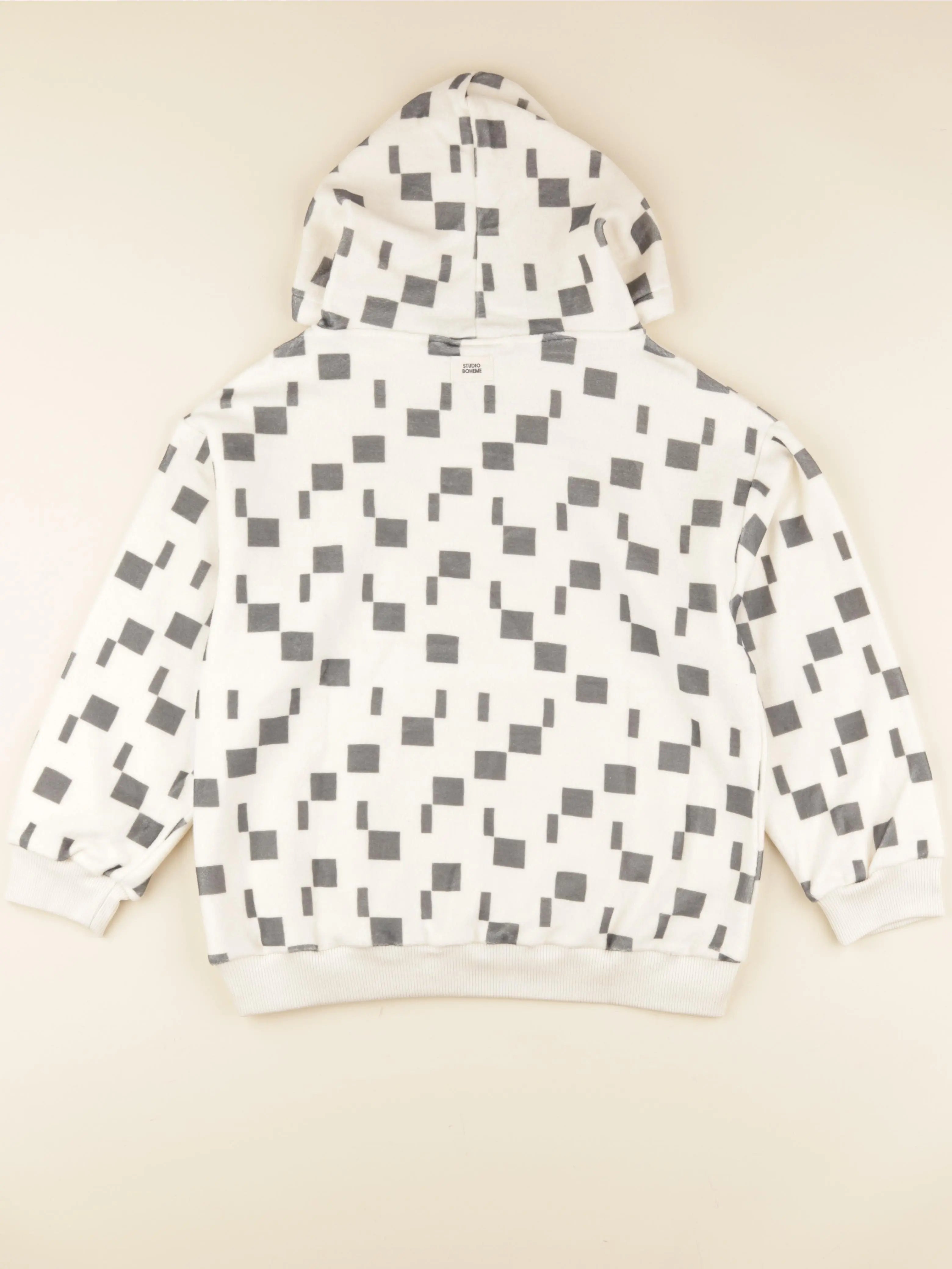 Sweat Robin Polaire carres beige