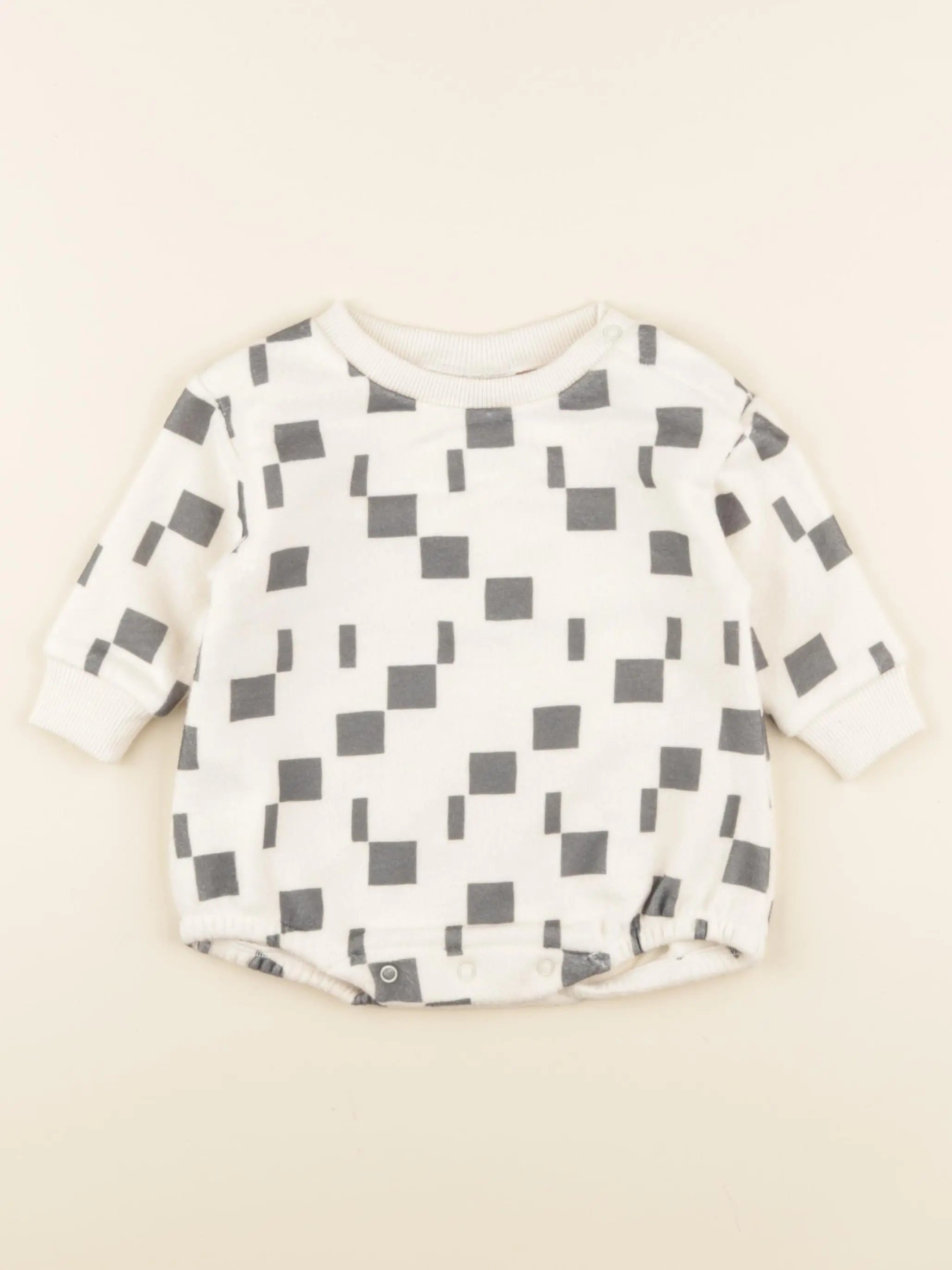 Barboteuse Milo Polaire carres beige