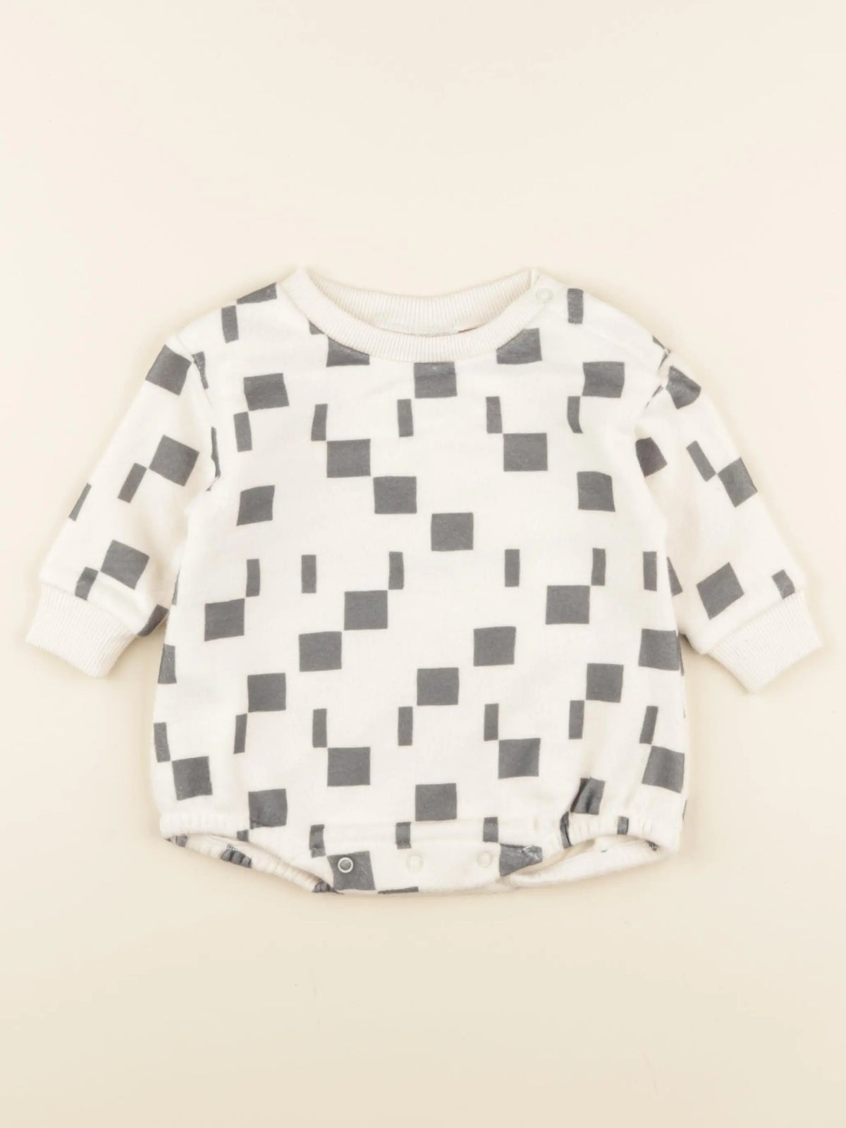 Barboteuse Milo Polaire carres beige