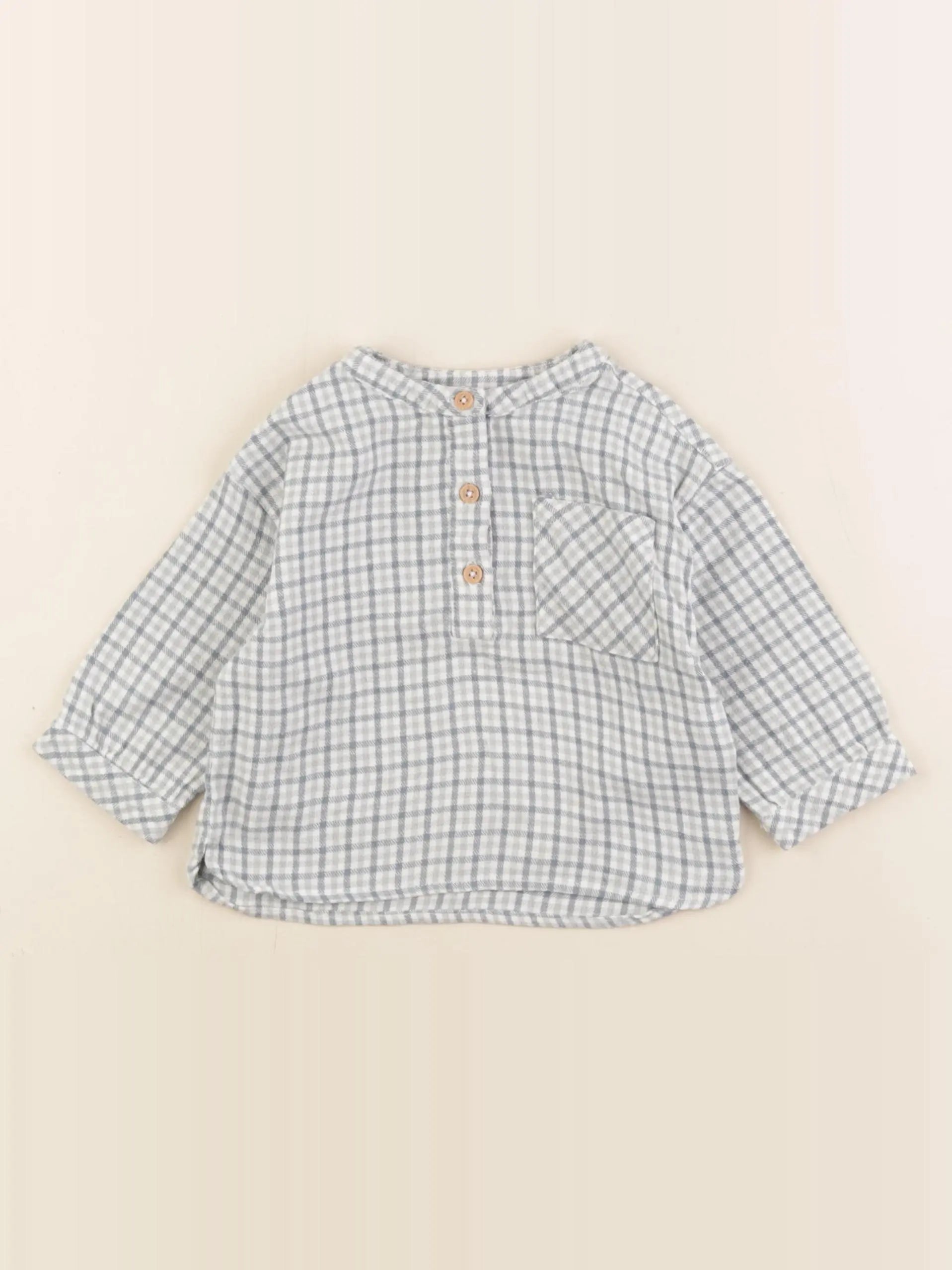 Vertbaudet - chemise vert, bleu - 9 mois