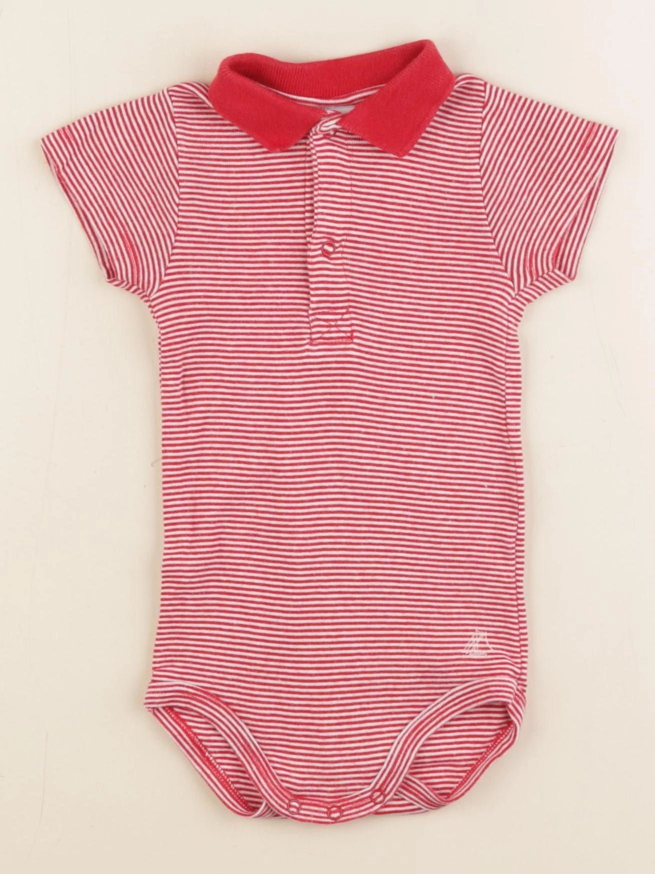 Petit Bateau - body à col rouge - 12 mois