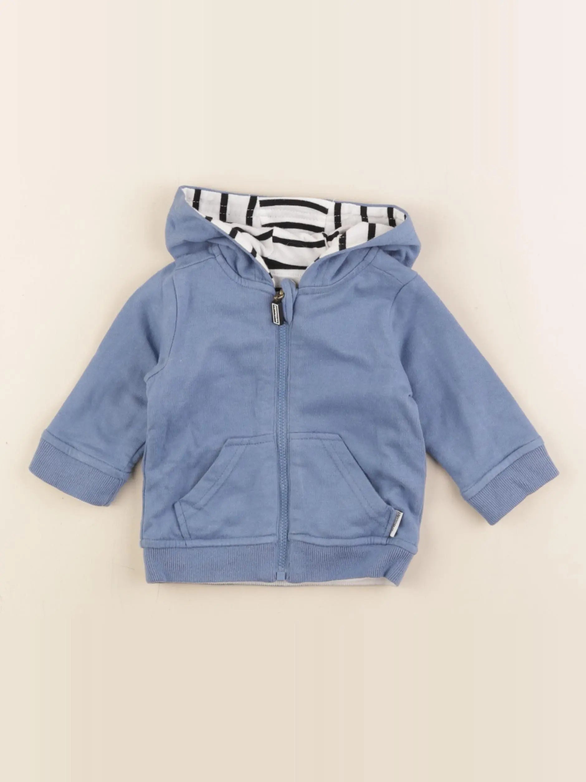 Vertbaudet - sweat réversible bleu, blanc - 3 mois