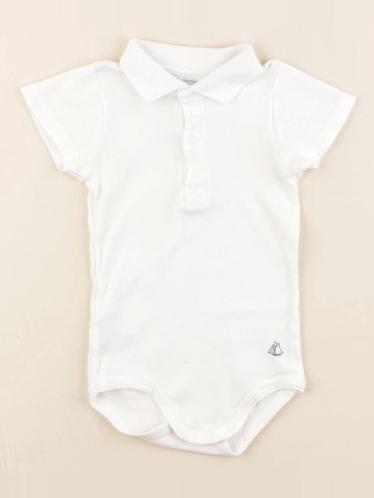 Petit Bateau - body à col blanc - 12 mois