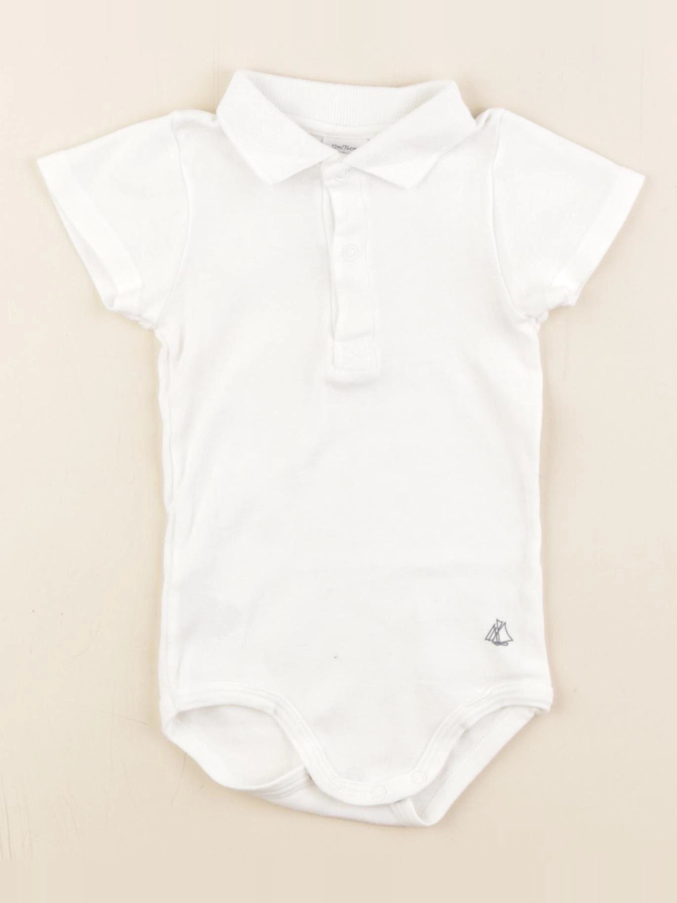 Petit Bateau - body à col blanc - 12 mois