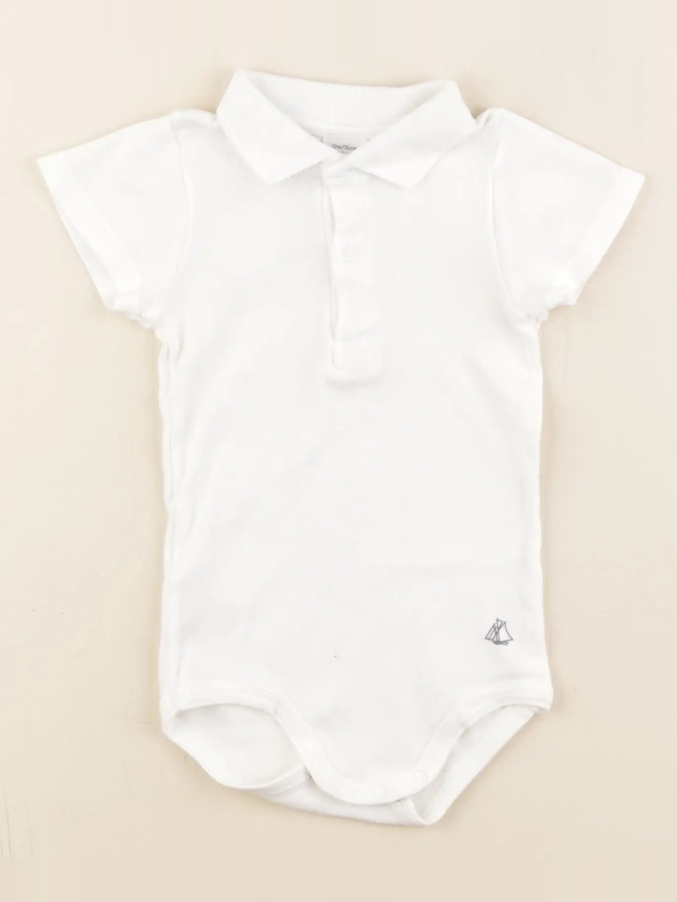Petit Bateau - body à col blanc - 12 mois