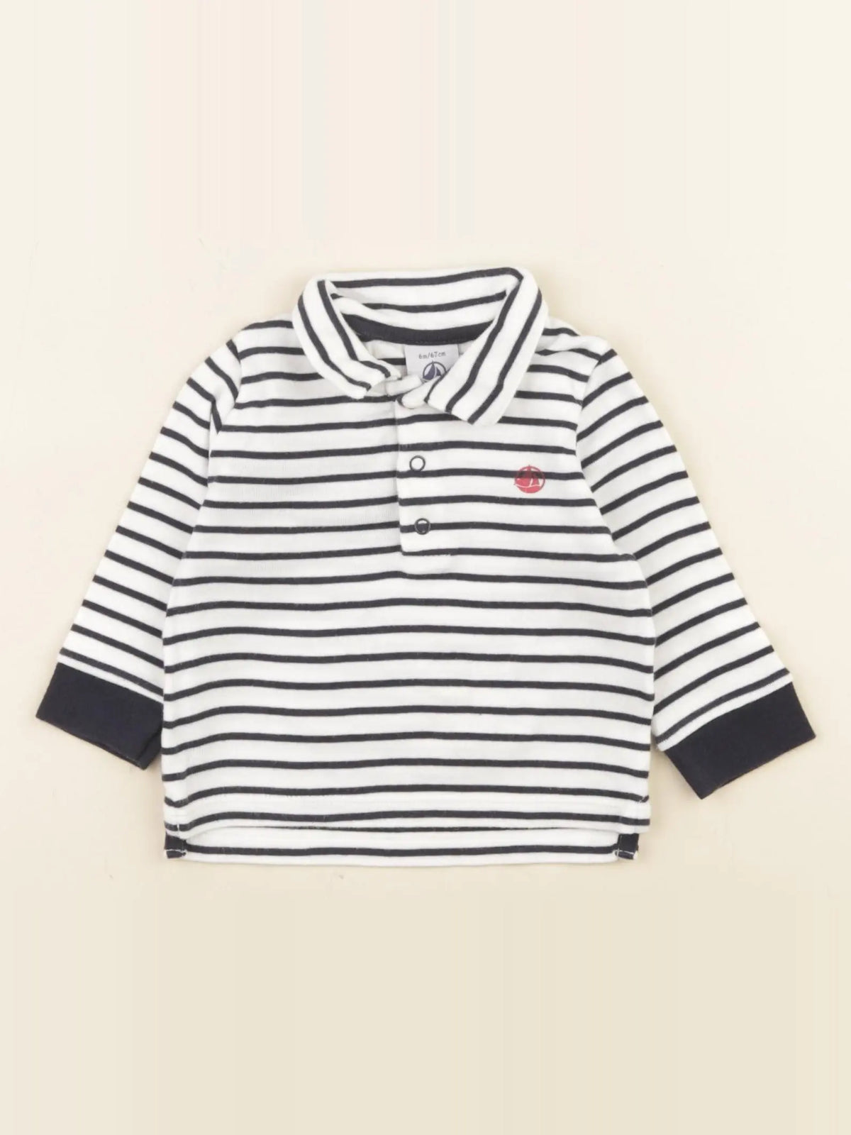 Petit Bateau - tee-shirt bleu, blanc - 6 mois