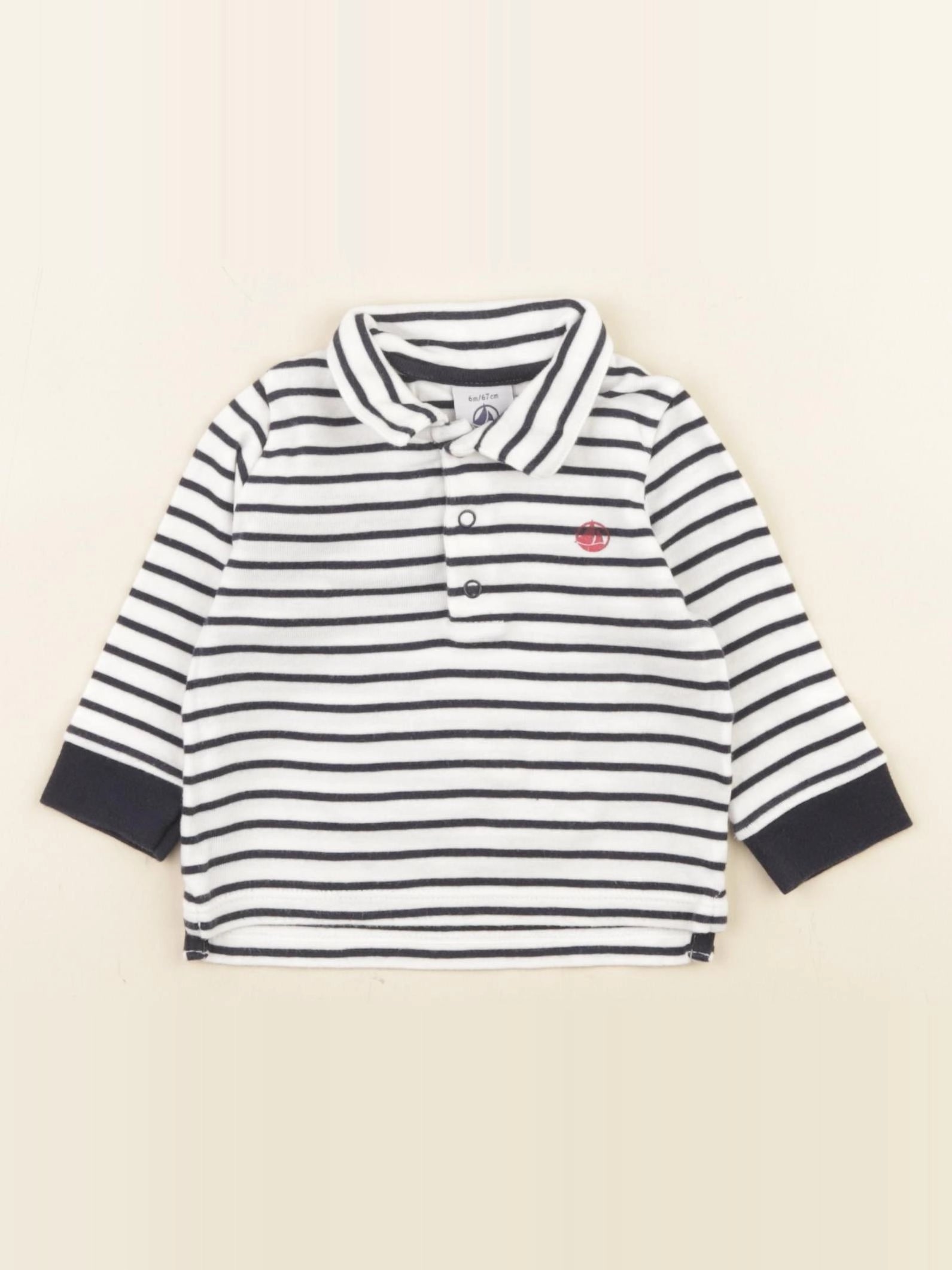 Petit Bateau - tee-shirt bleu, blanc - 6 mois