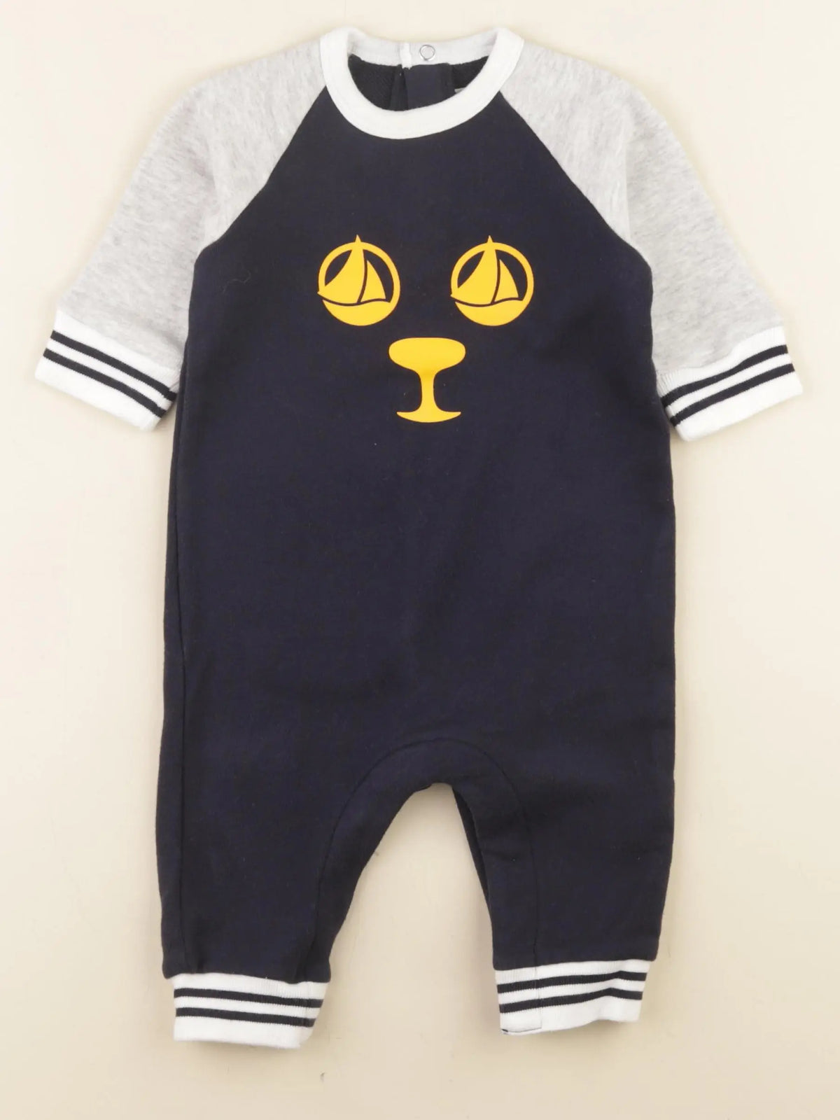 Petit Bateau - combinaison bleu, gris - 6 mois