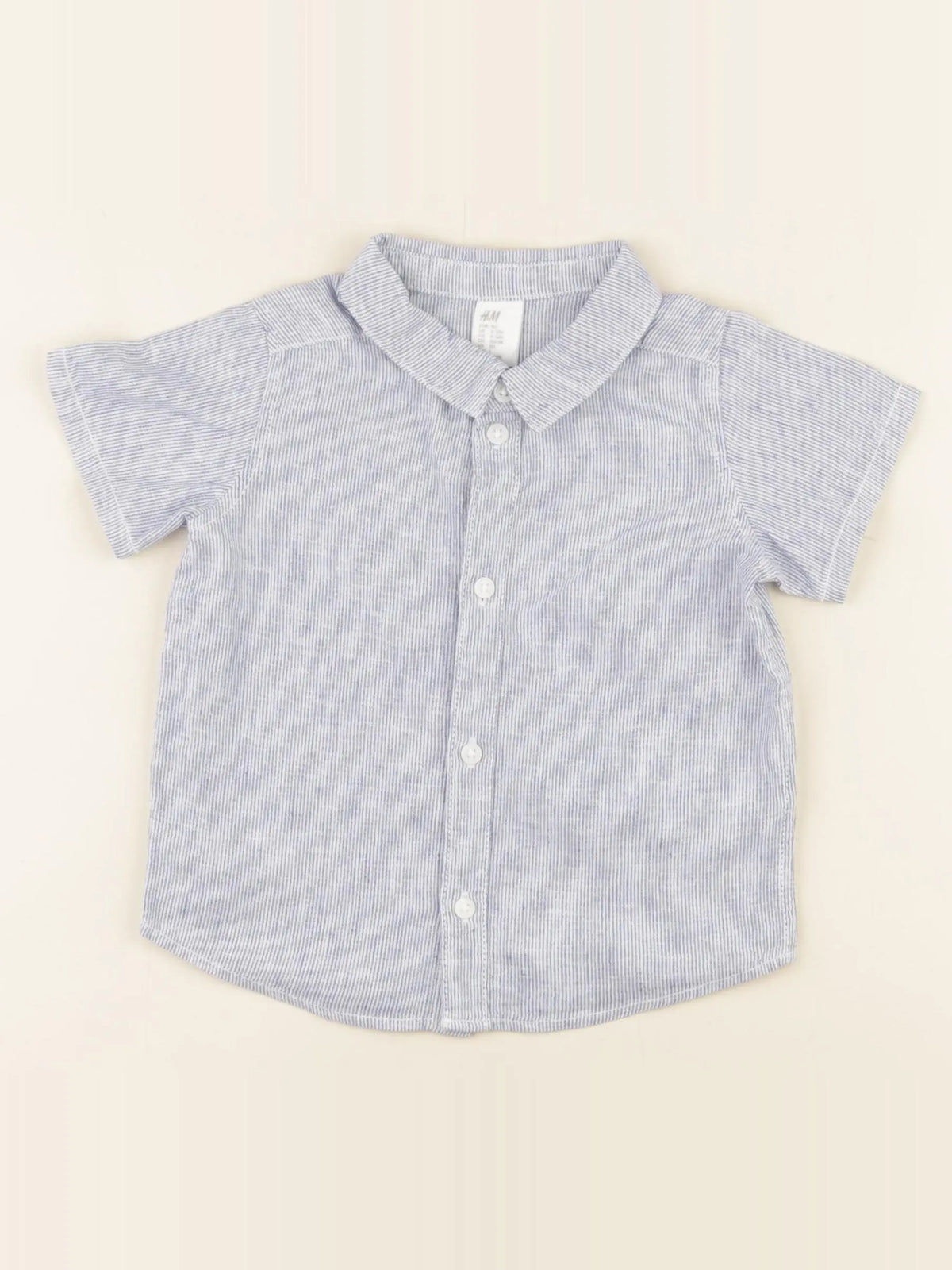 H&M - chemise blanc, bleu - 9/12 mois