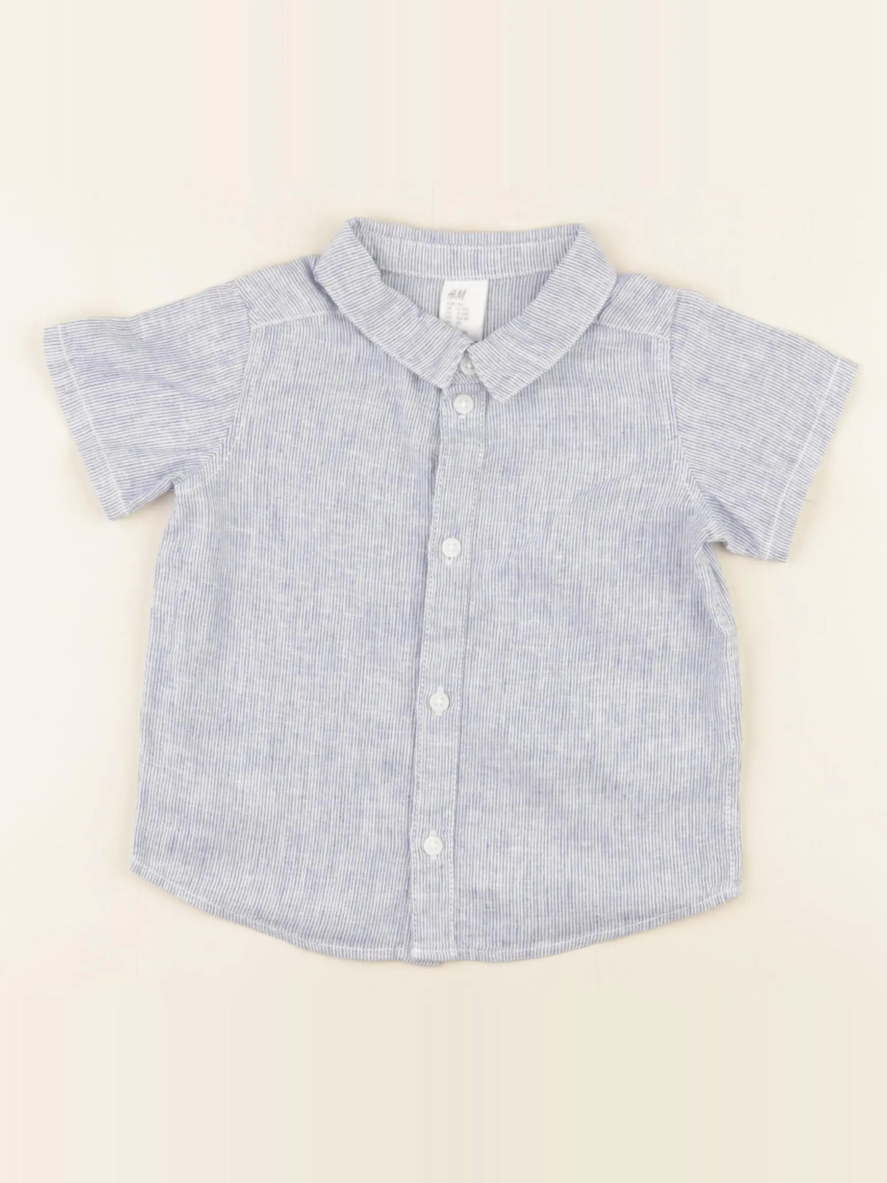 H&M - chemise blanc, bleu - 9/12 mois