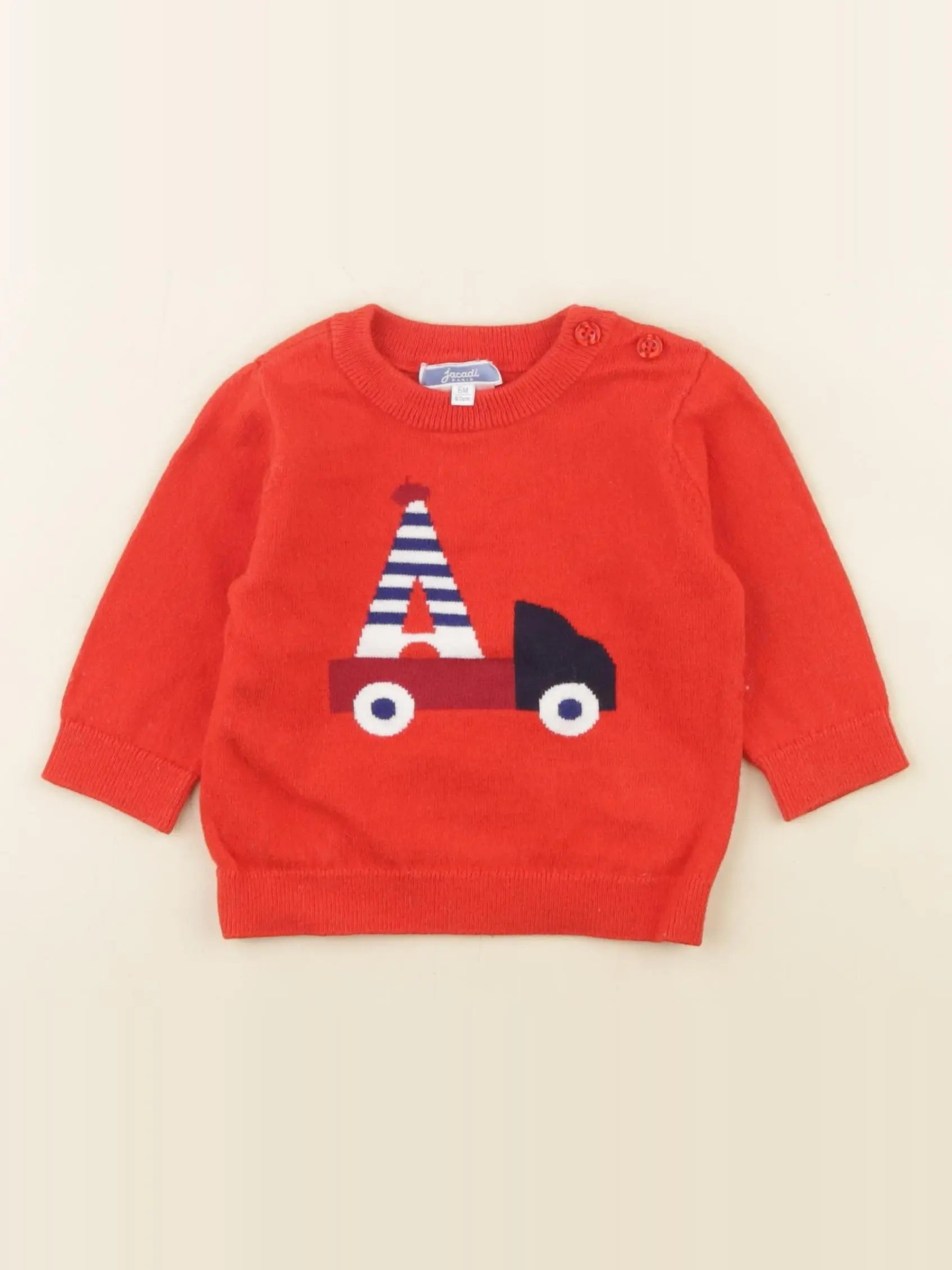 Jacadi - pull rouge - 6 mois