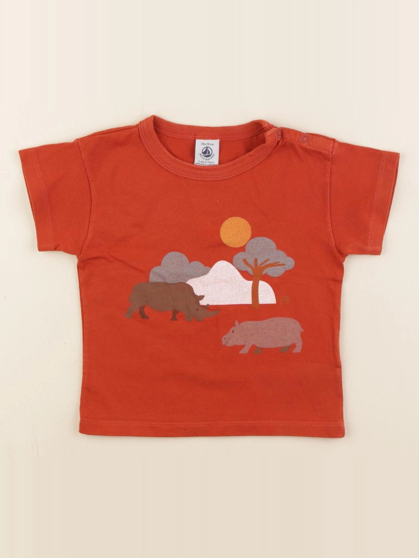 Petit Bateau - tee-shirt marron - 18 mois