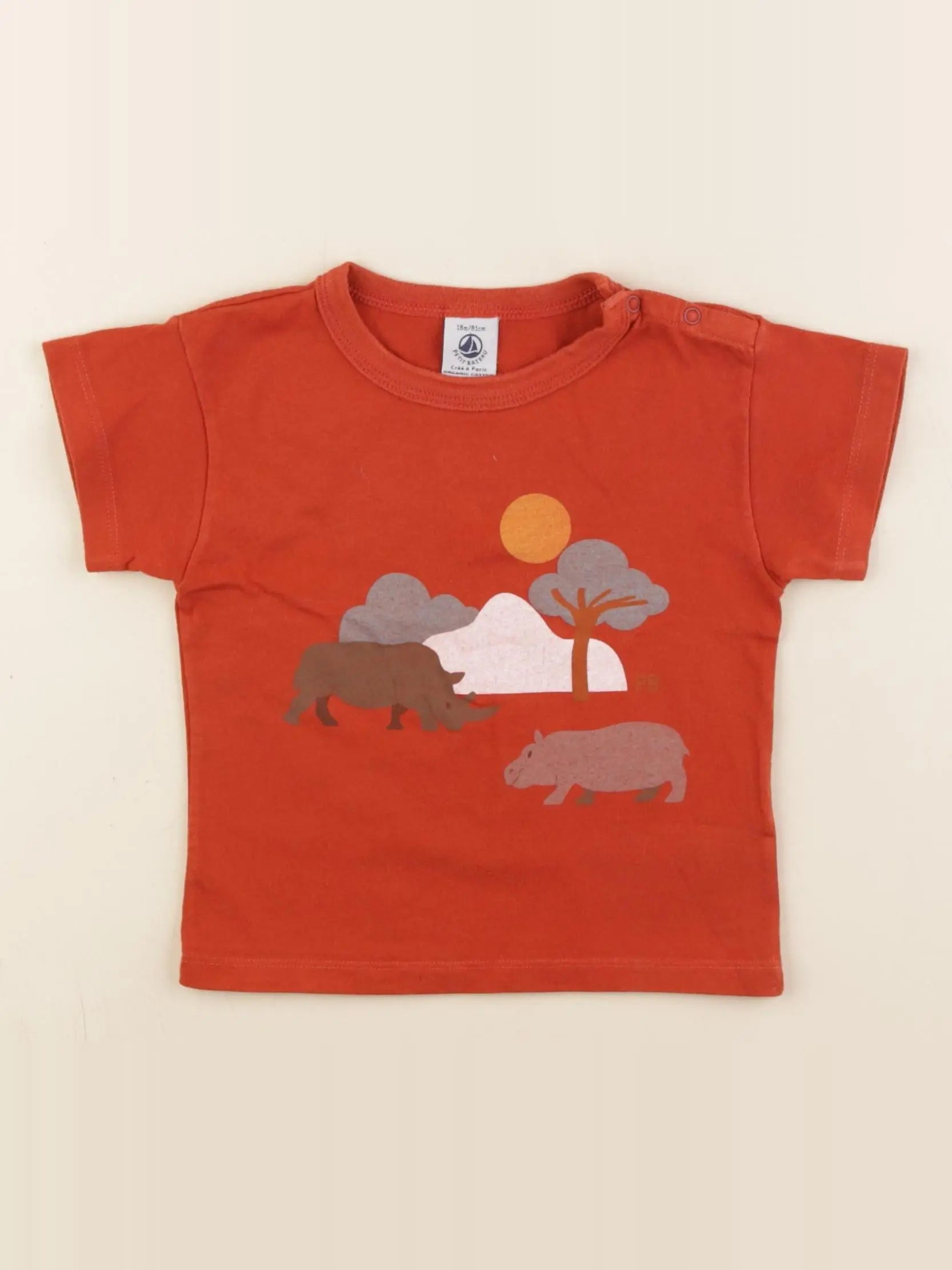 Petit Bateau - tee-shirt marron - 18 mois