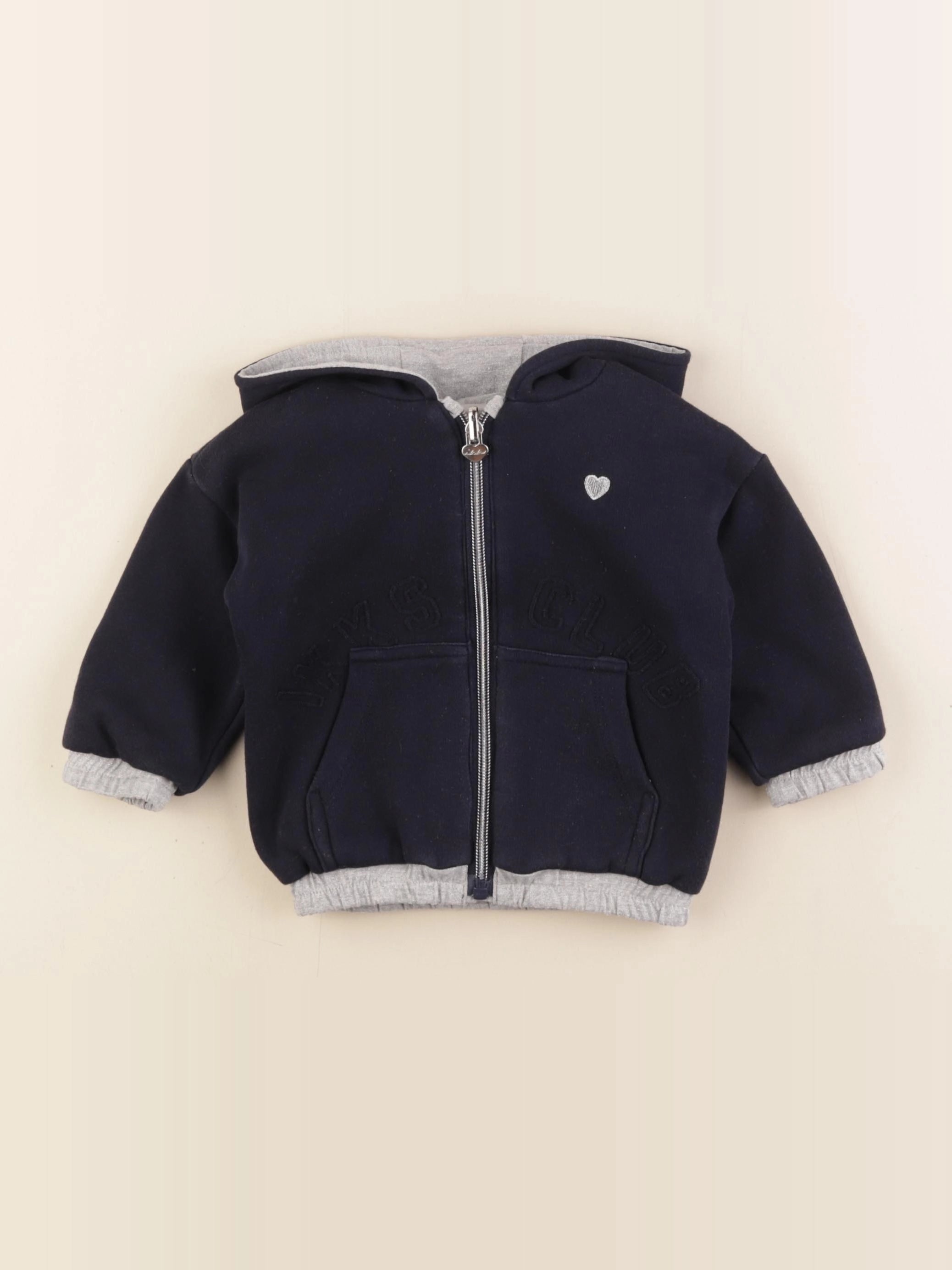 IKKS - sweat réversible bleu, argent - 12 mois