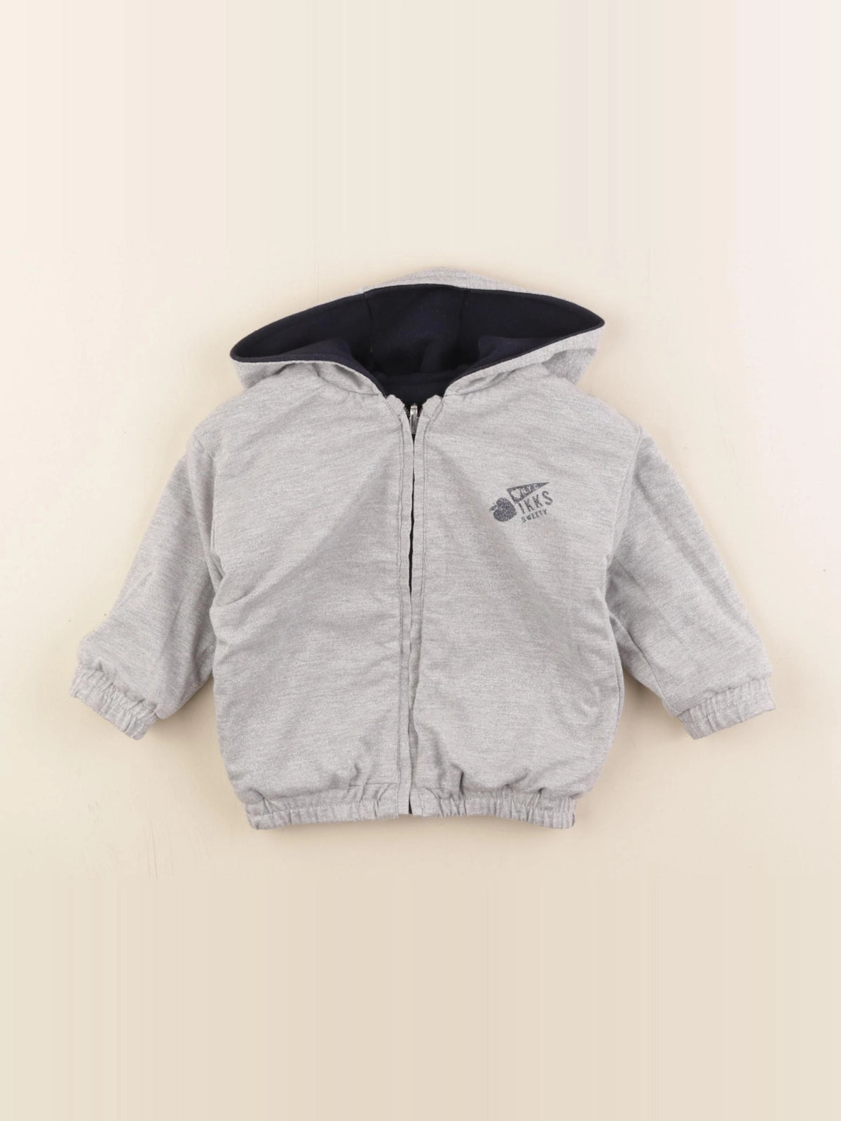 IKKS - sweat réversible bleu, argent - 12 mois