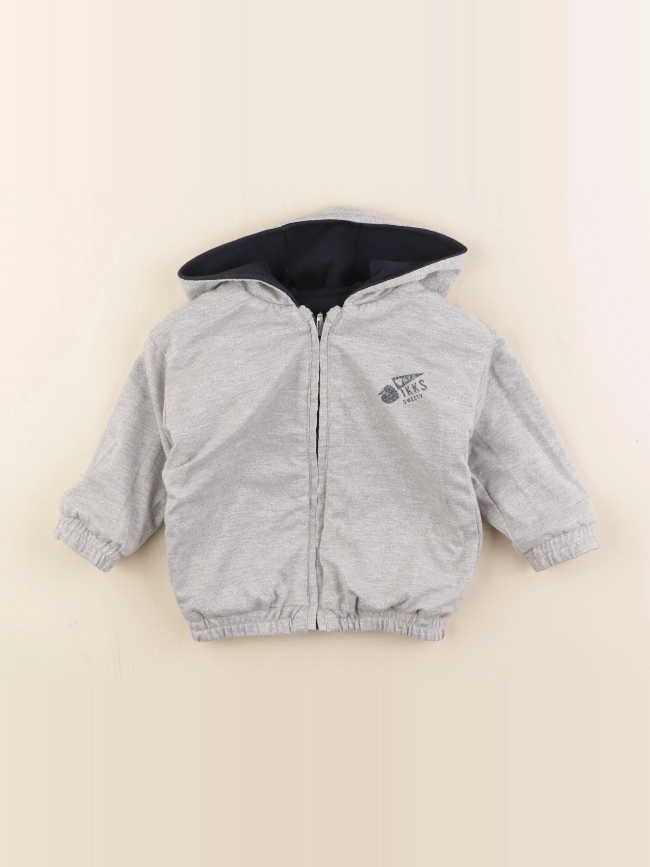 IKKS - sweat réversible bleu, argent - 12 mois