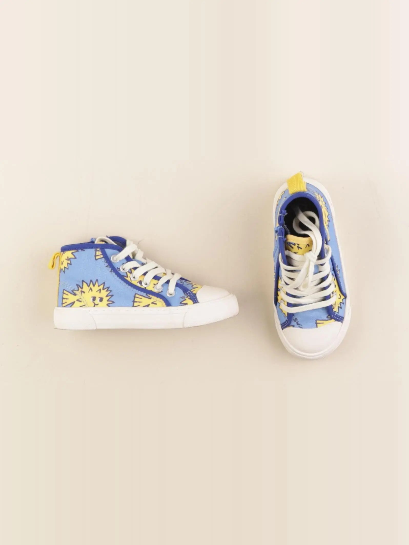 Zara - tennis à scratch/ lacets bleu, jaune - pointure 25