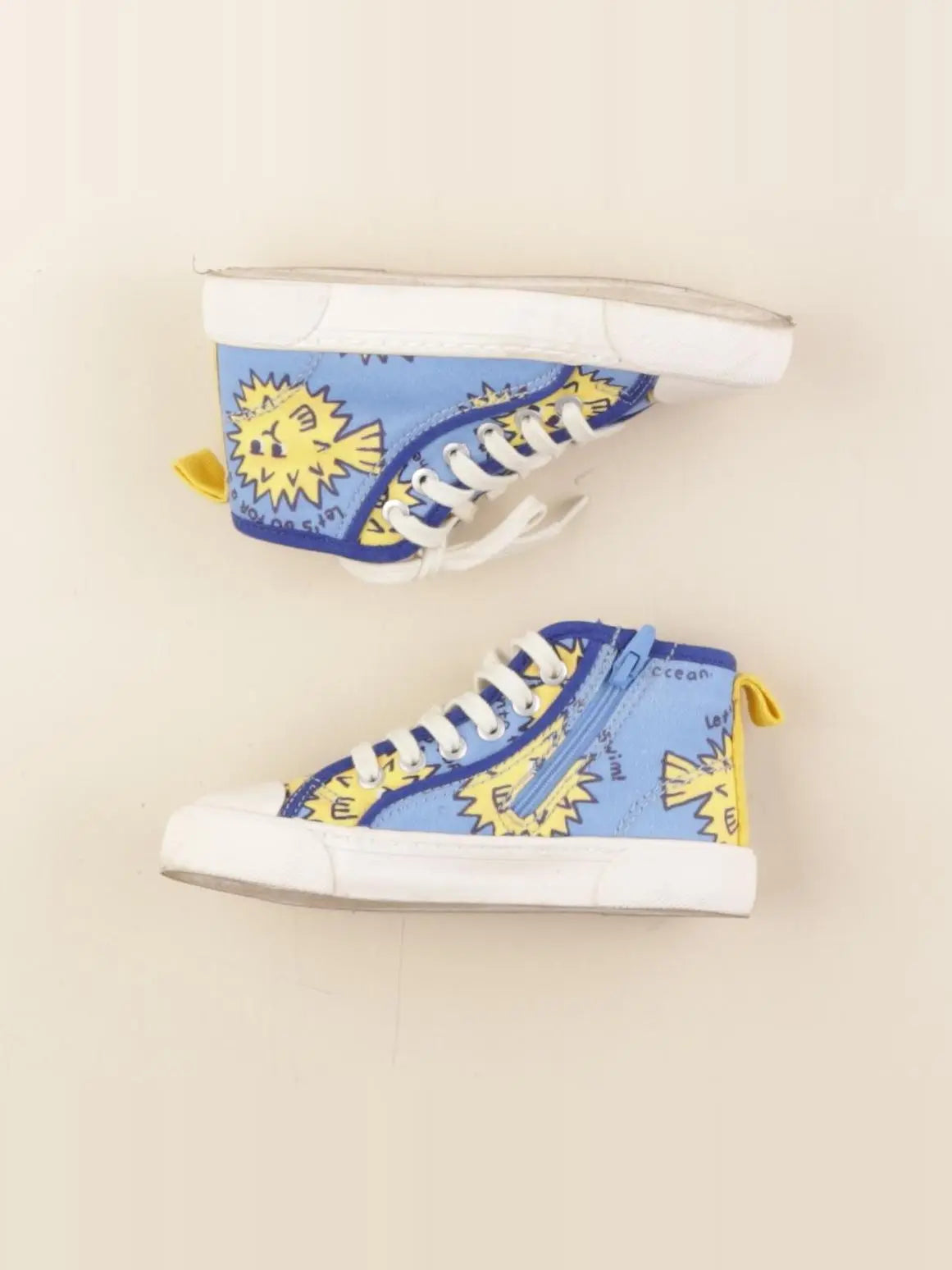 Zara - tennis à scratch/ lacets bleu, jaune - pointure 25