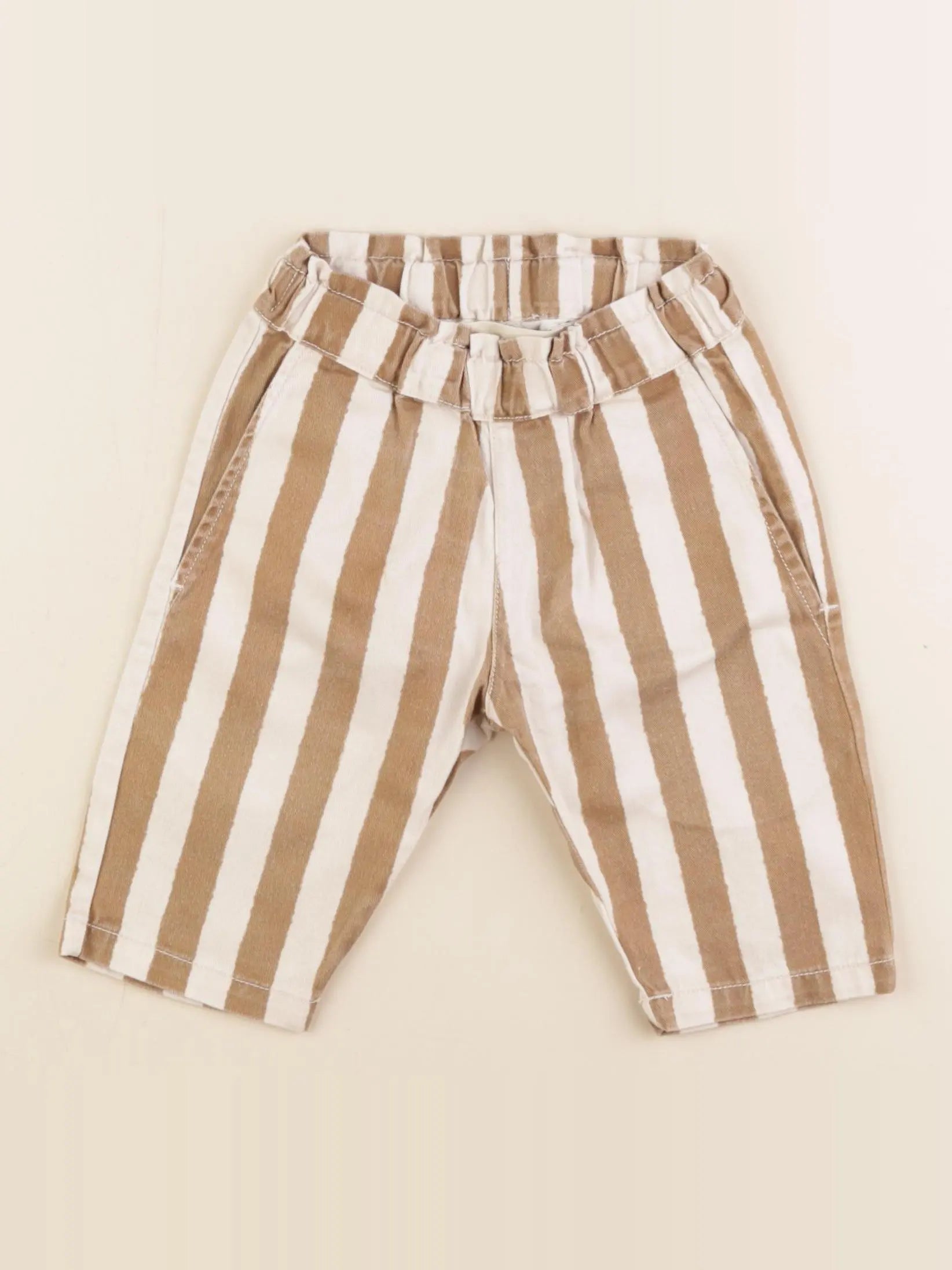 Bonnie & The Gang - pantalon blanc, marron - 3/6 mois