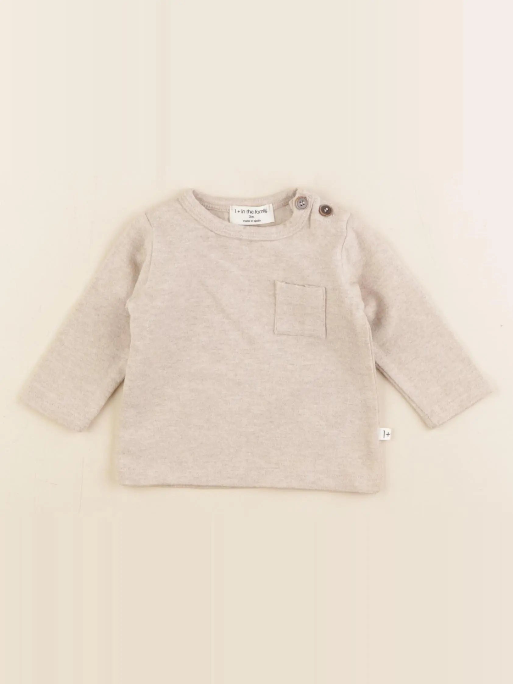 1+ In the family - tee-shirt beige - 6 mois
