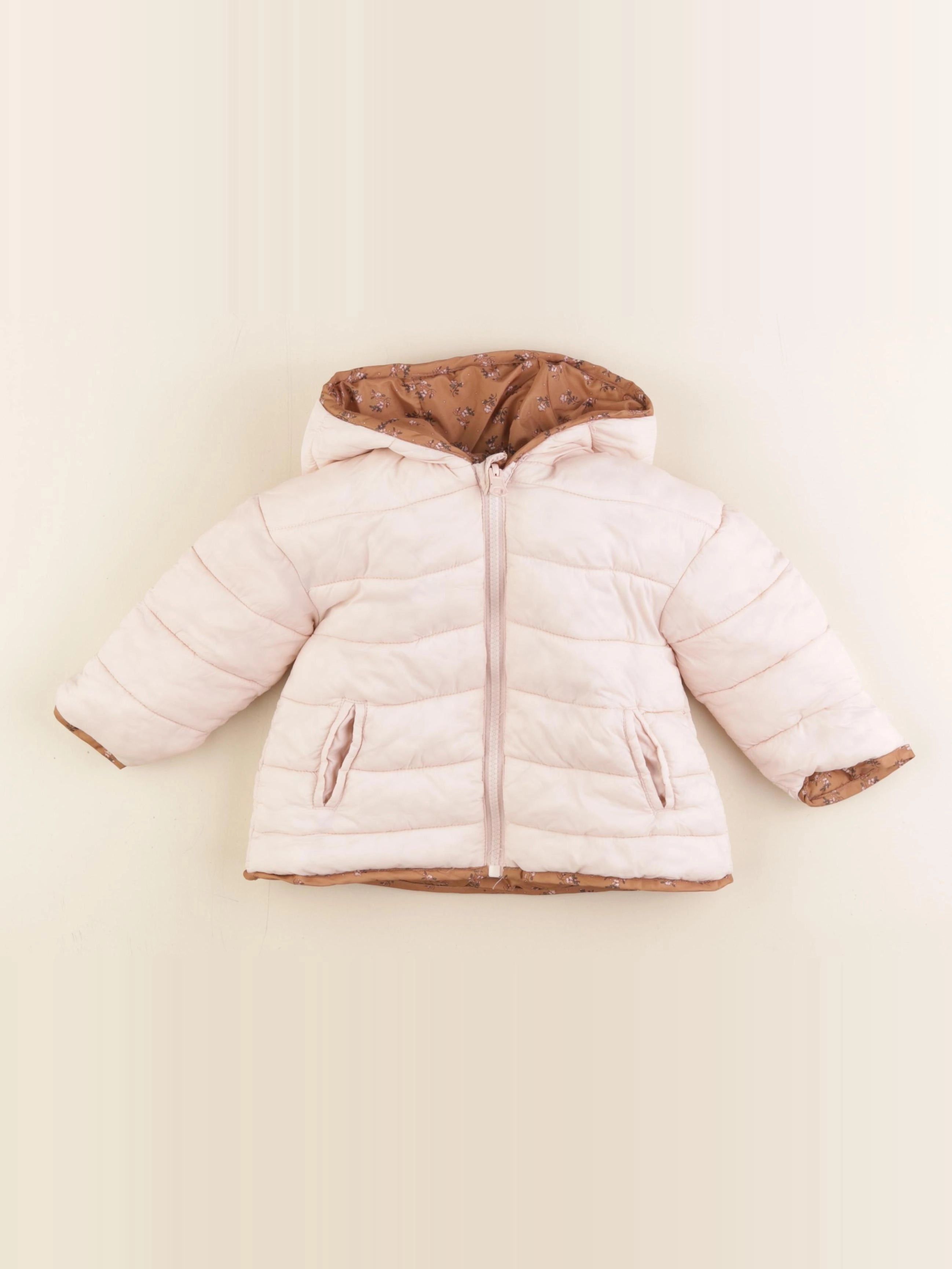 Vertbaudet - doudoune réversible marron, rose - 12/18 mois