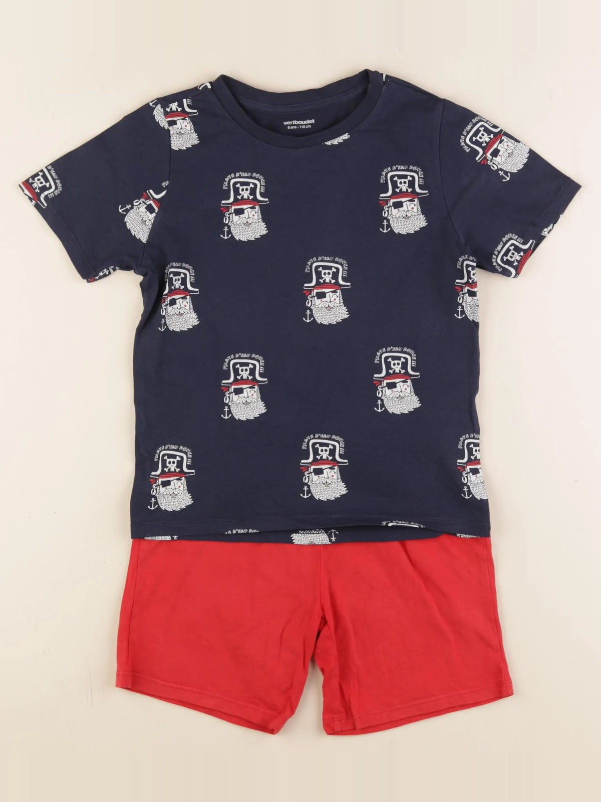 Vertbaudet - pyjama coton bleu, rouge - 6 ans