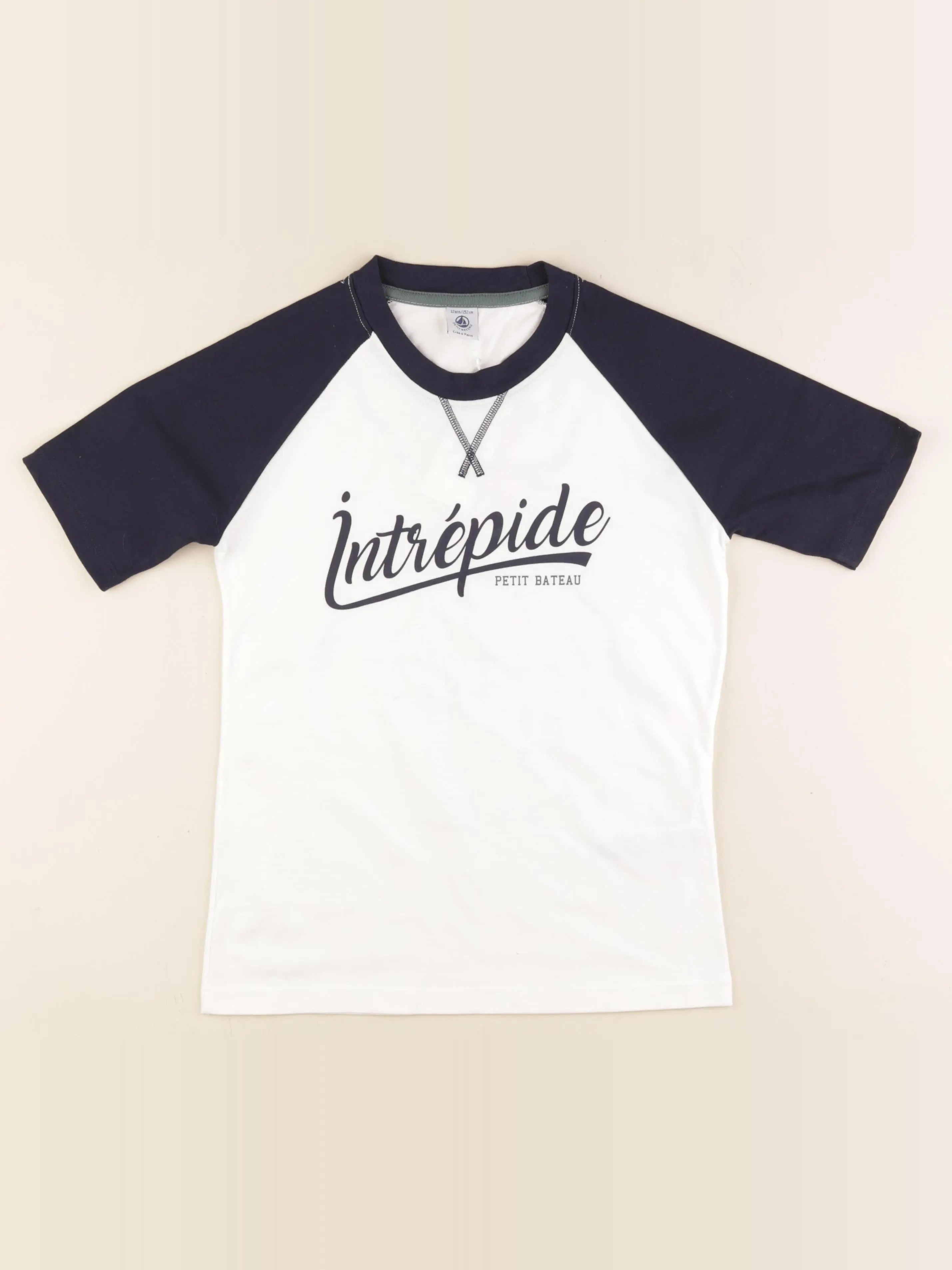 Petit Bateau - tee-shirt blanc, bleu - 12 ans