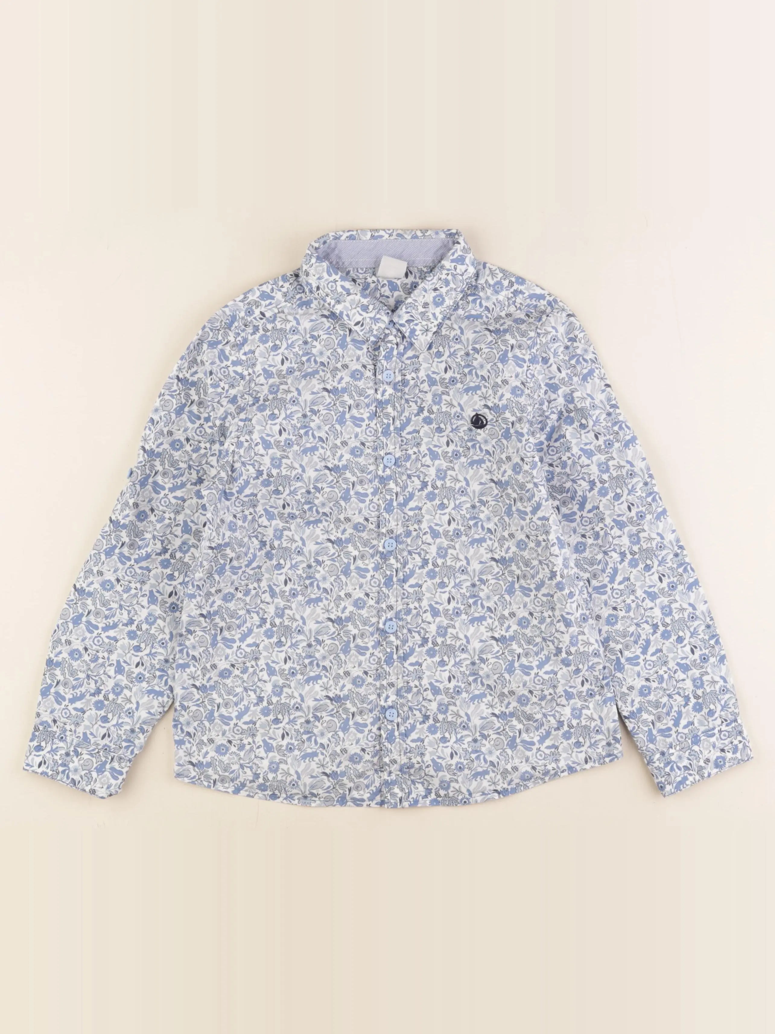Petit Bateau - chemise bleu, blanc - 8 ans