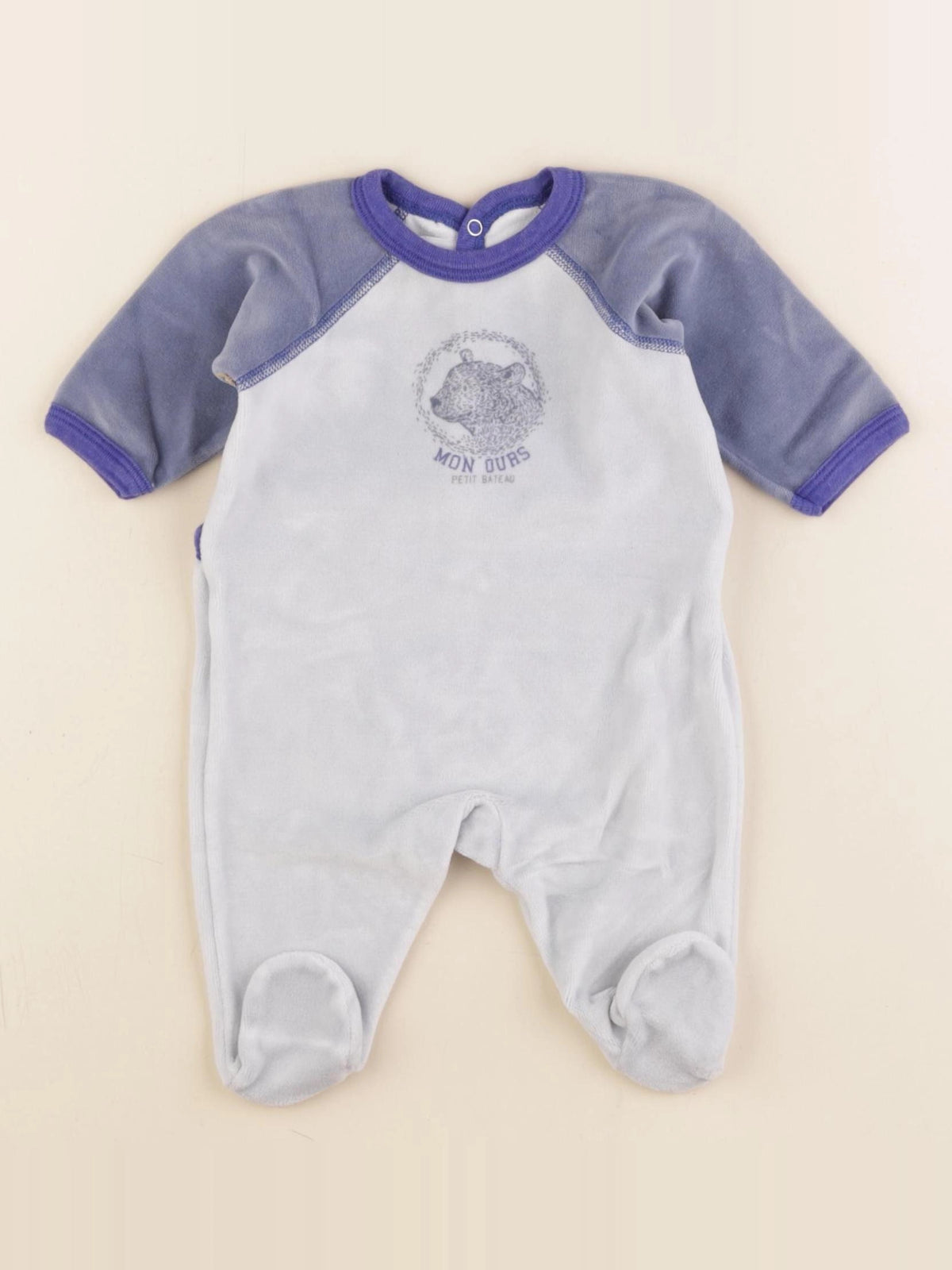 Petit Bateau - pyjama velours bleu - 1 mois
