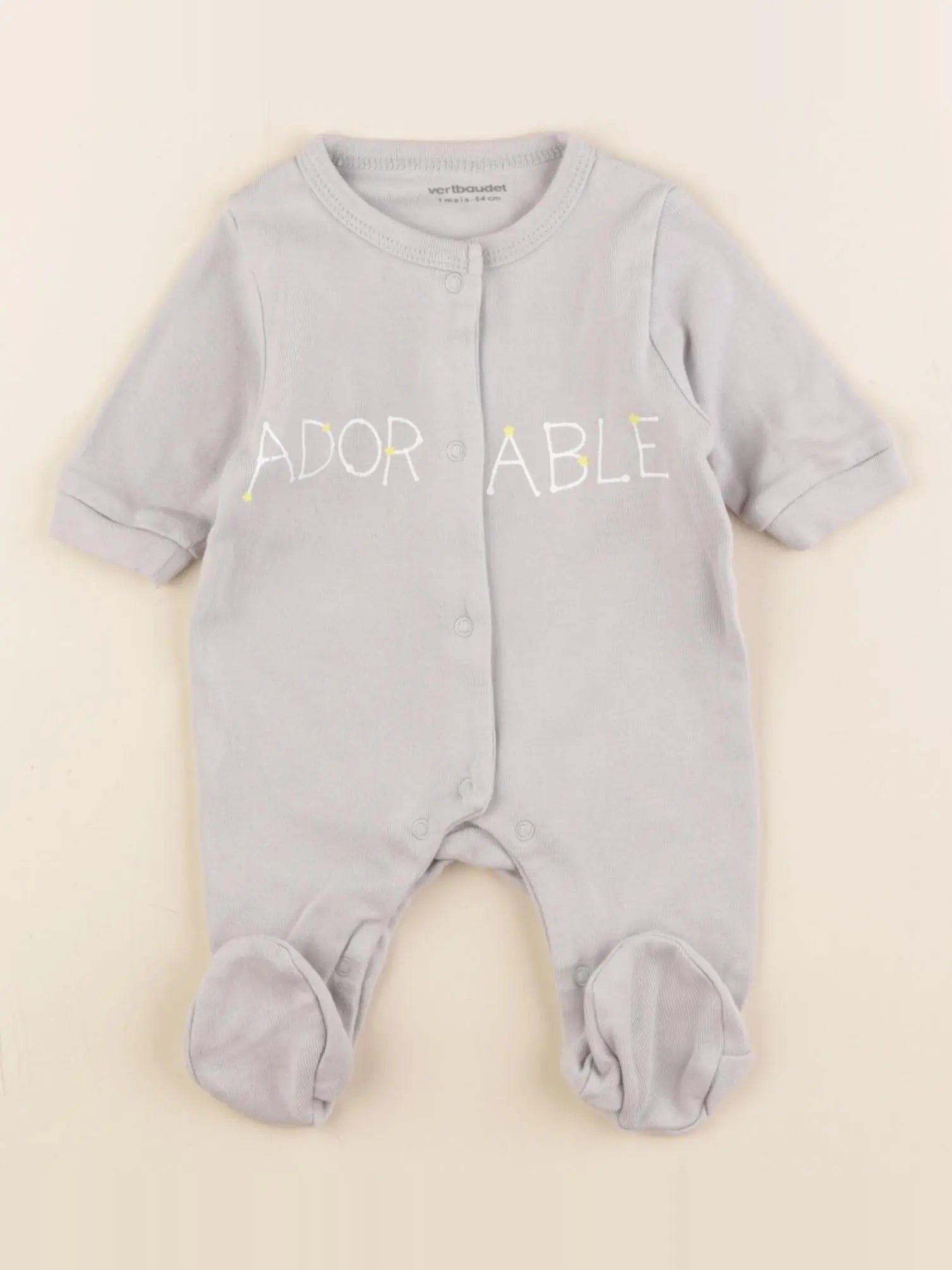 Vertbaudet - pyjama coton gris - 1 mois