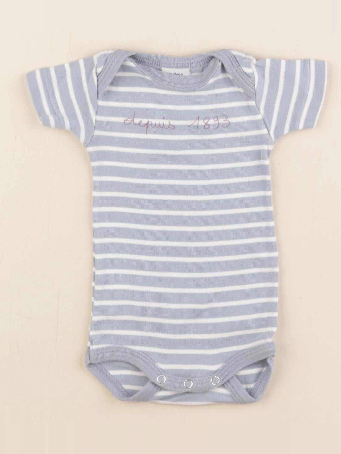 Petit Bateau - body blanc, bleu - 1 mois
