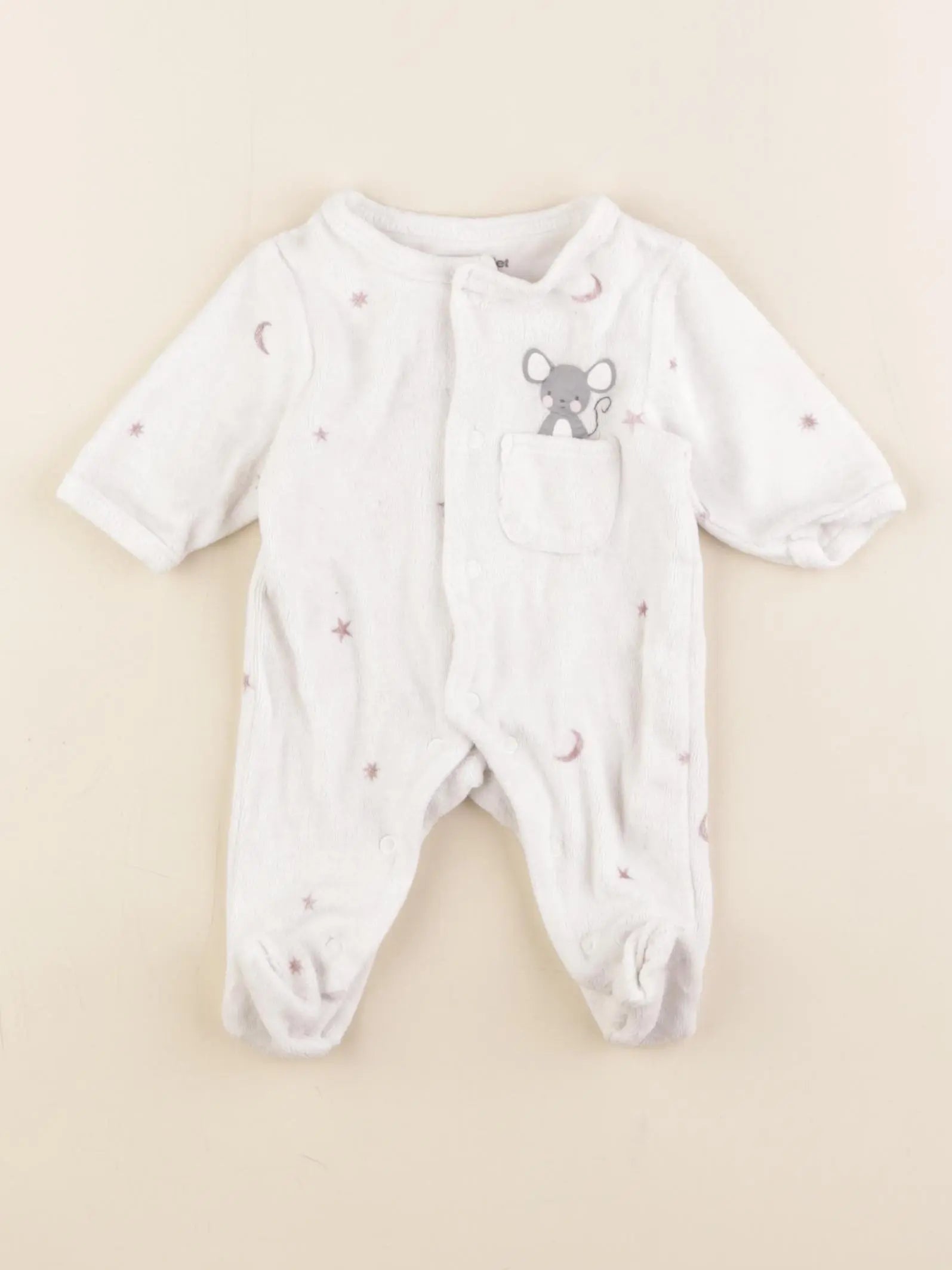 Vertbaudet - pyjama velours blanc - 0 mois