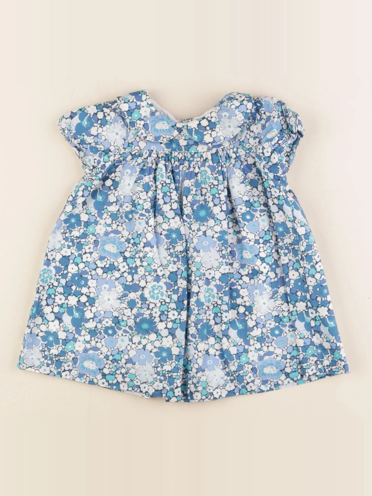Jacadi - robe liberty bleu, blanc - 12 mois