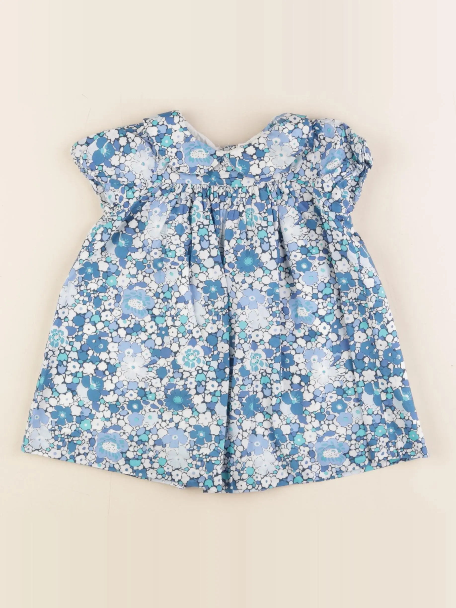 Jacadi - robe liberty bleu, blanc - 12 mois