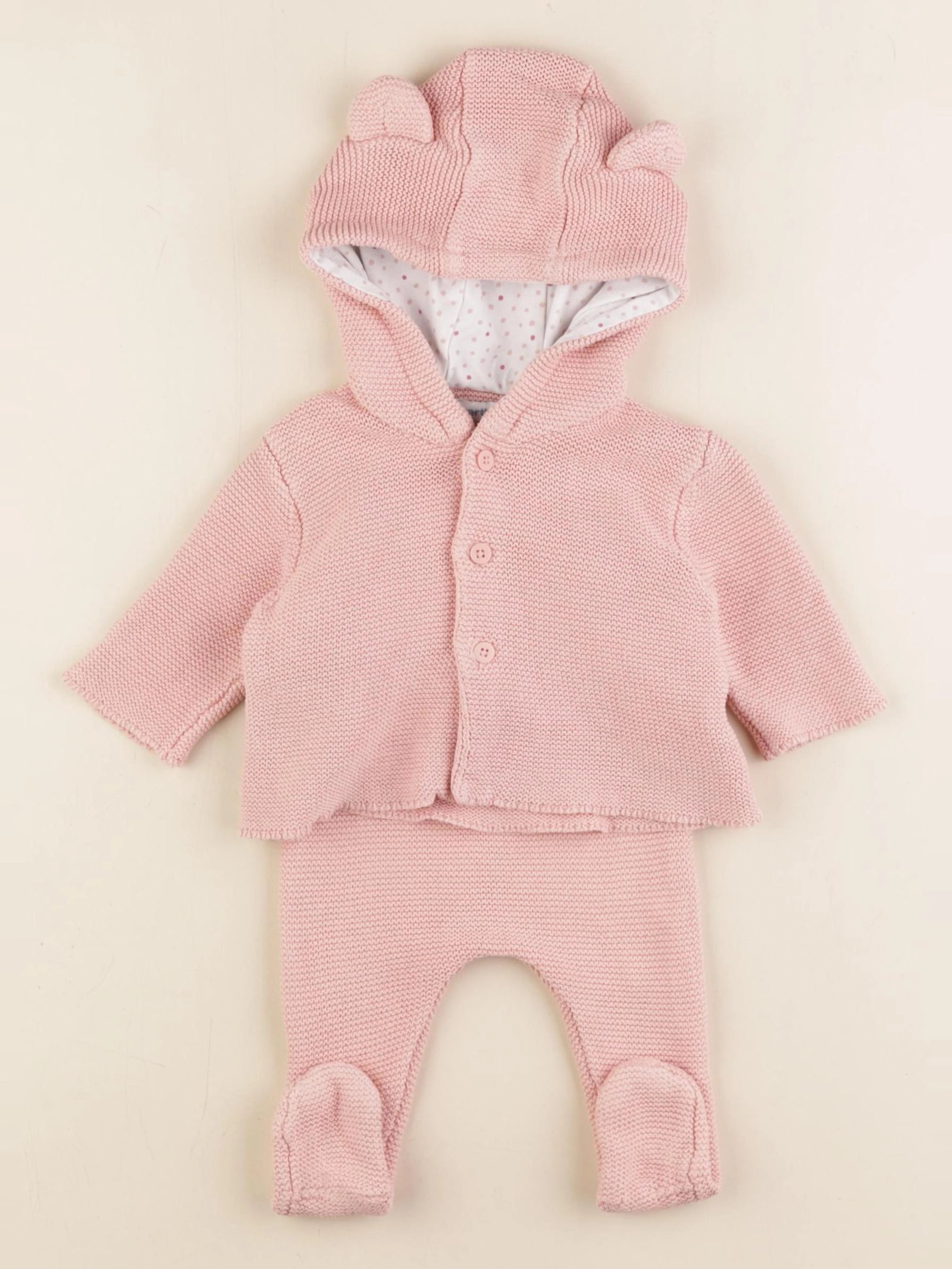 Vertbaudet - ensemble rose - 1 mois