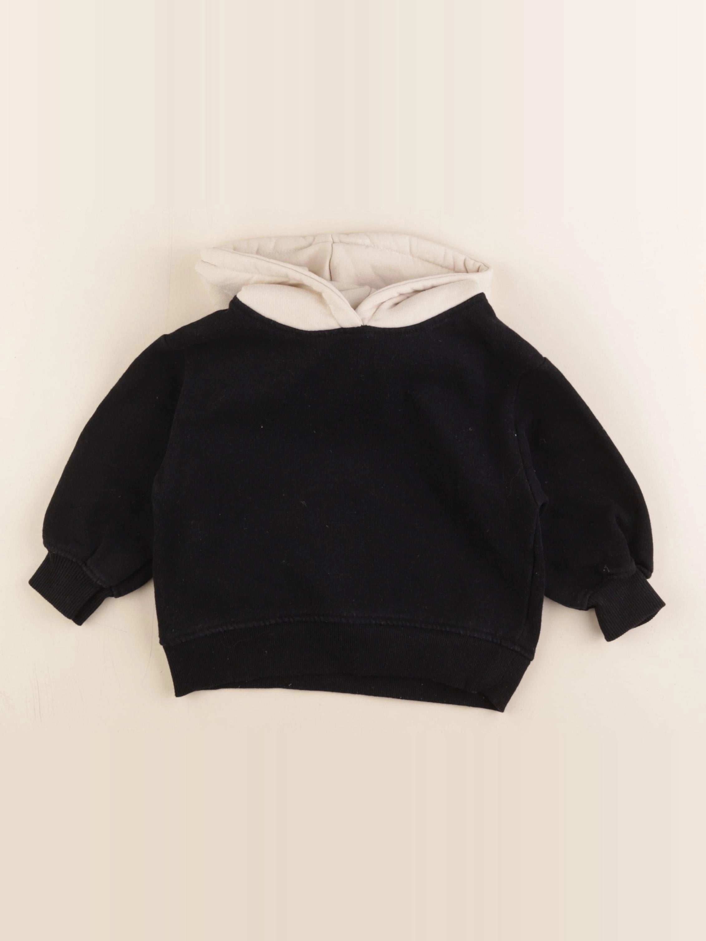 Zara - sweat beige, noir - 12/18 mois
