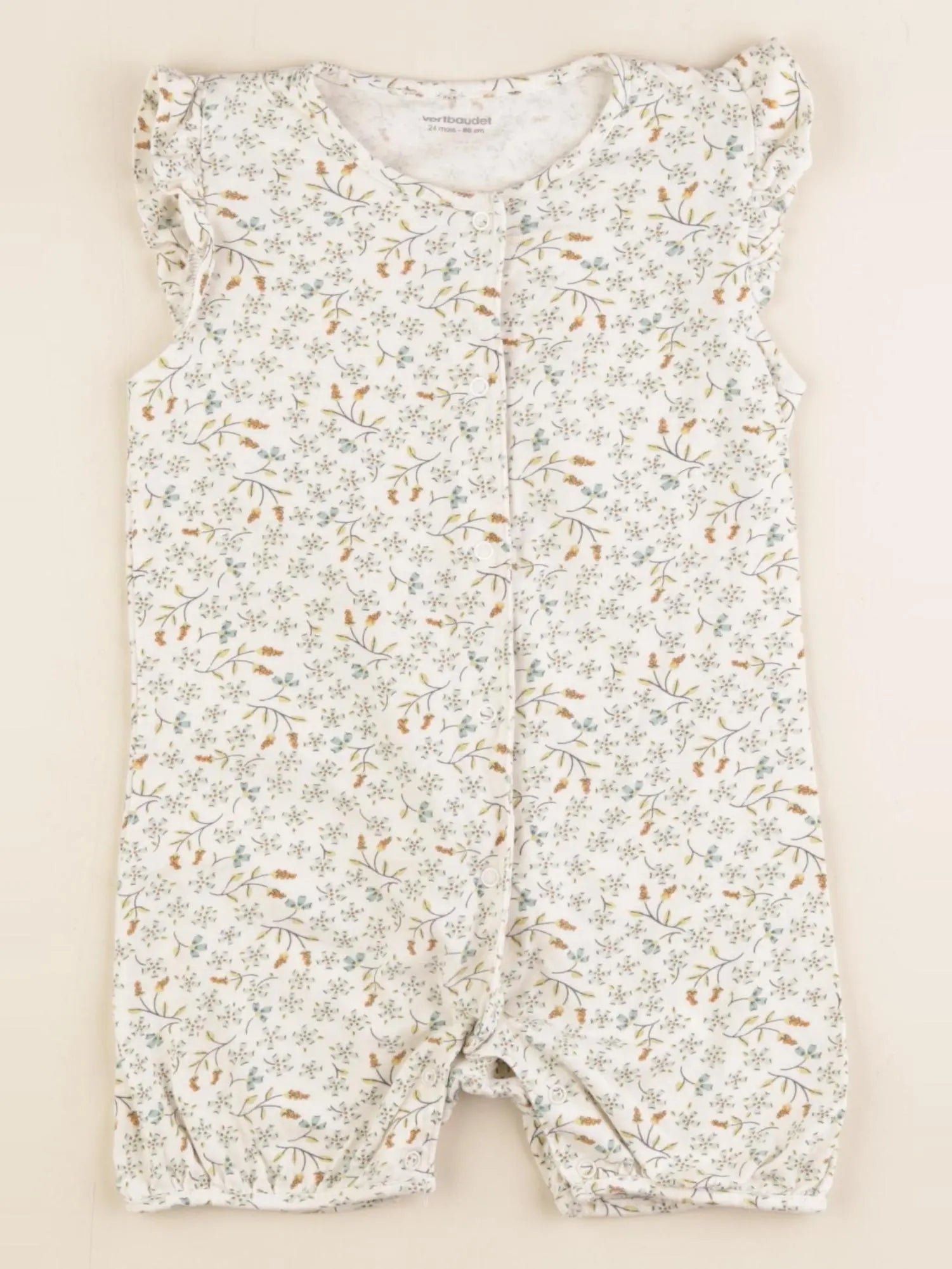 Vertbaudet - pyjama coton beige - 24 mois
