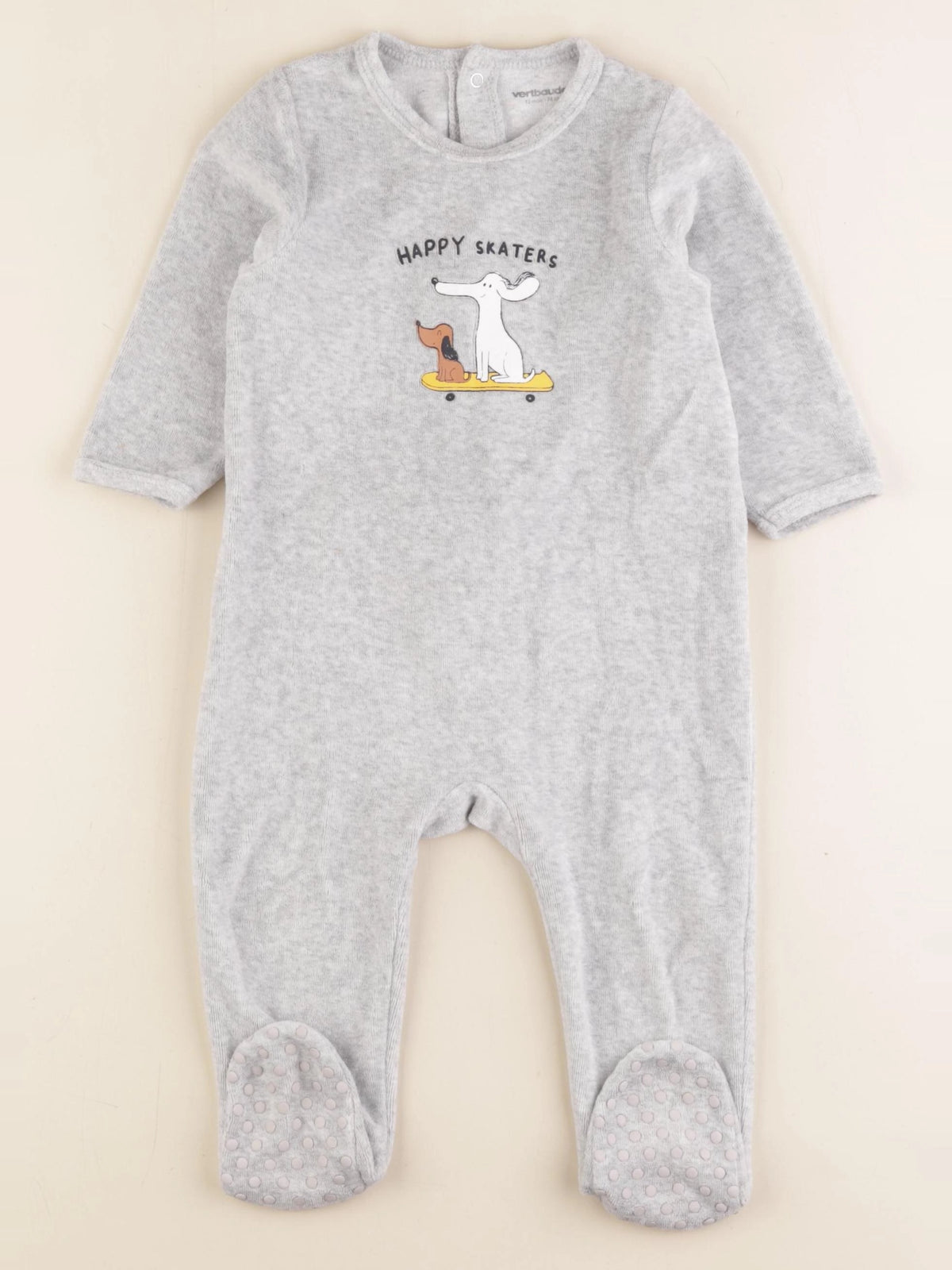 Vertbaudet - pyjama velours gris - 12 mois
