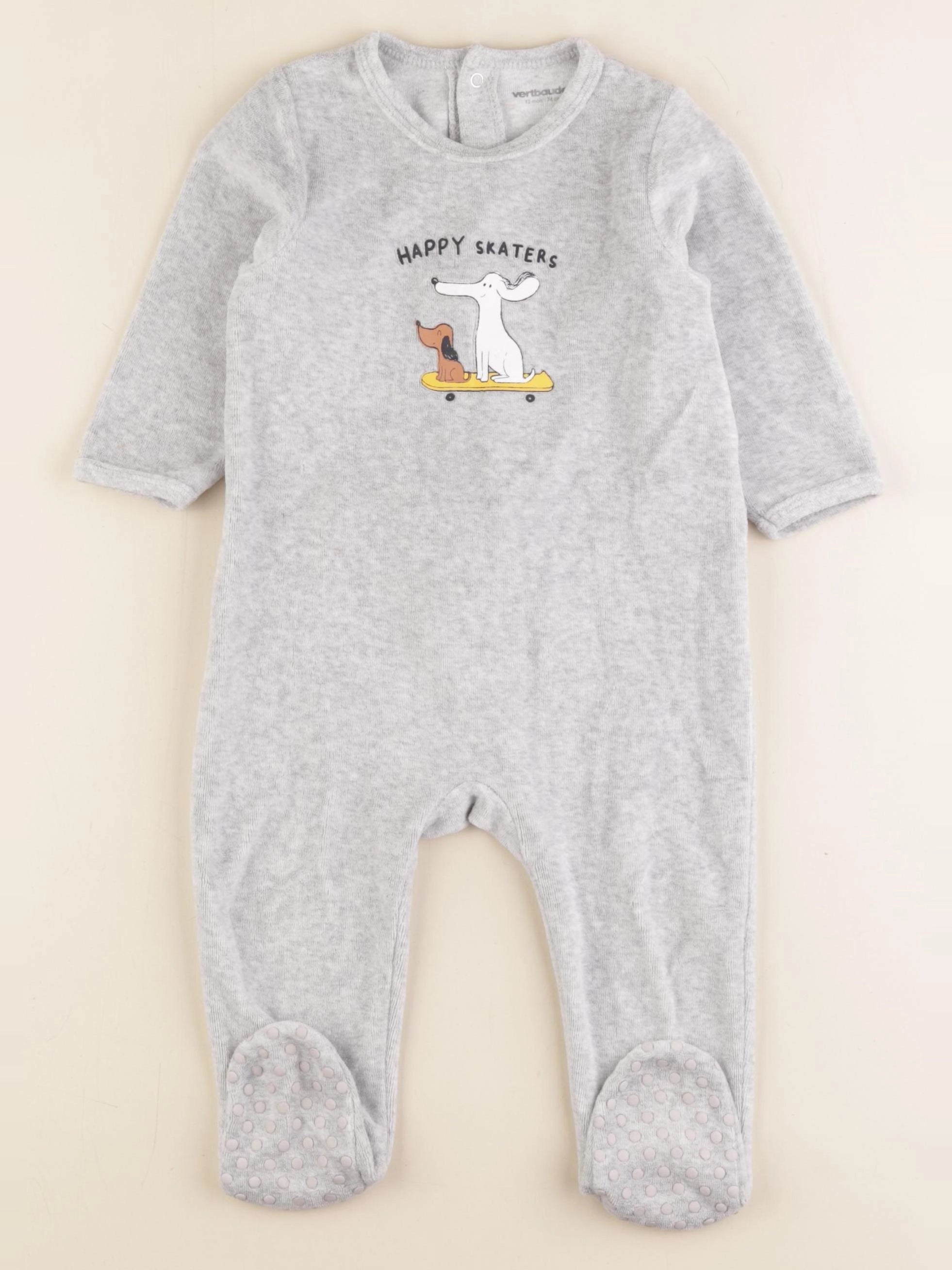 Vertbaudet - pyjama velours gris - 12 mois