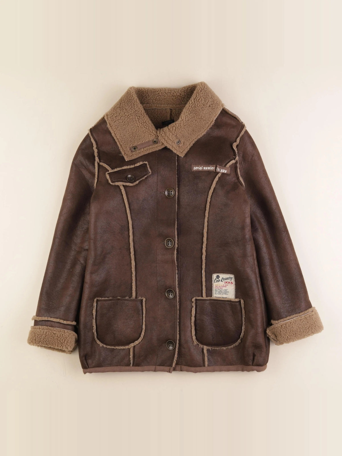 IKKS - veste simili cuir doublé marron - 12 ans